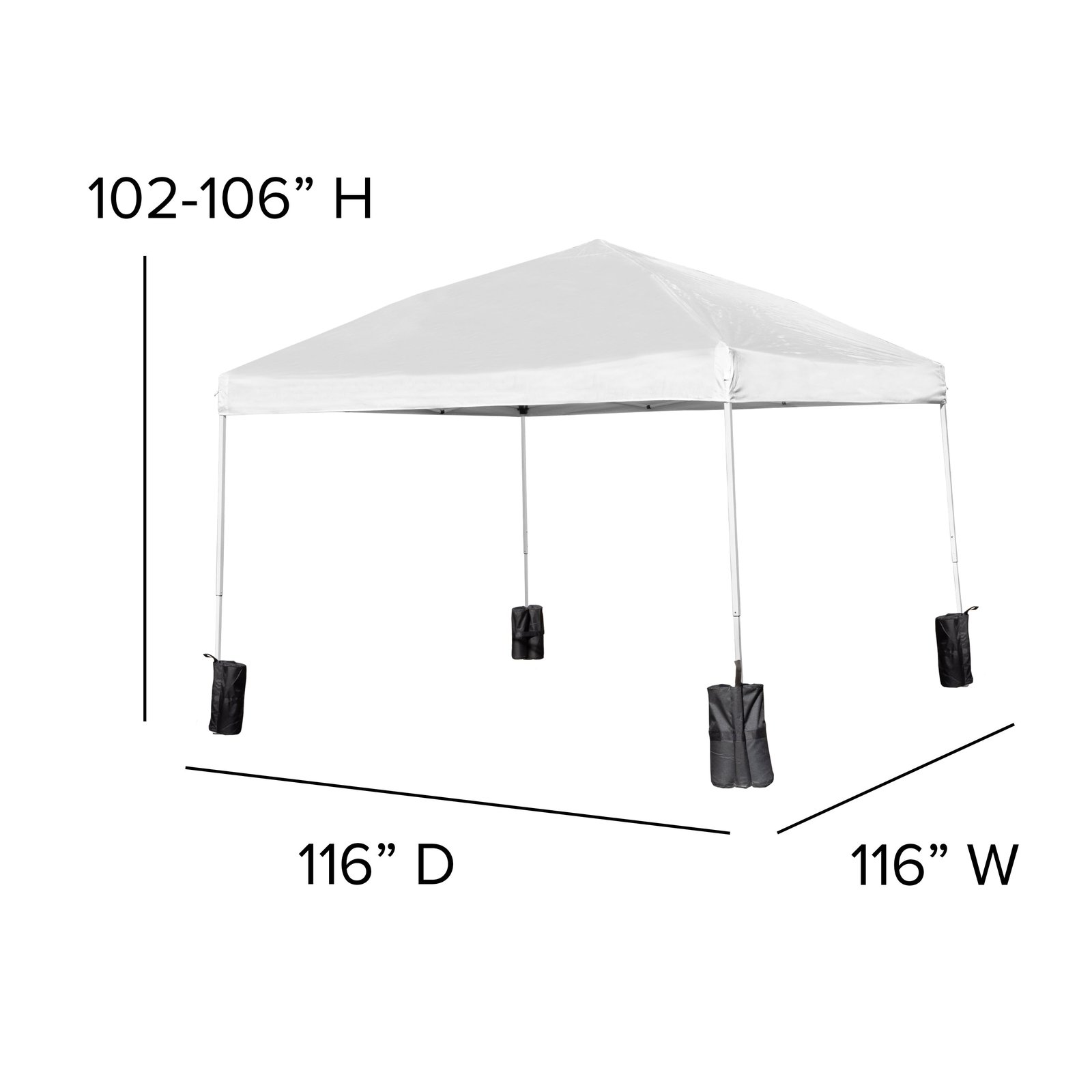 10'x10' Pop Up Straight Leg Canopy Tent With Sandbags and Wheeled Case