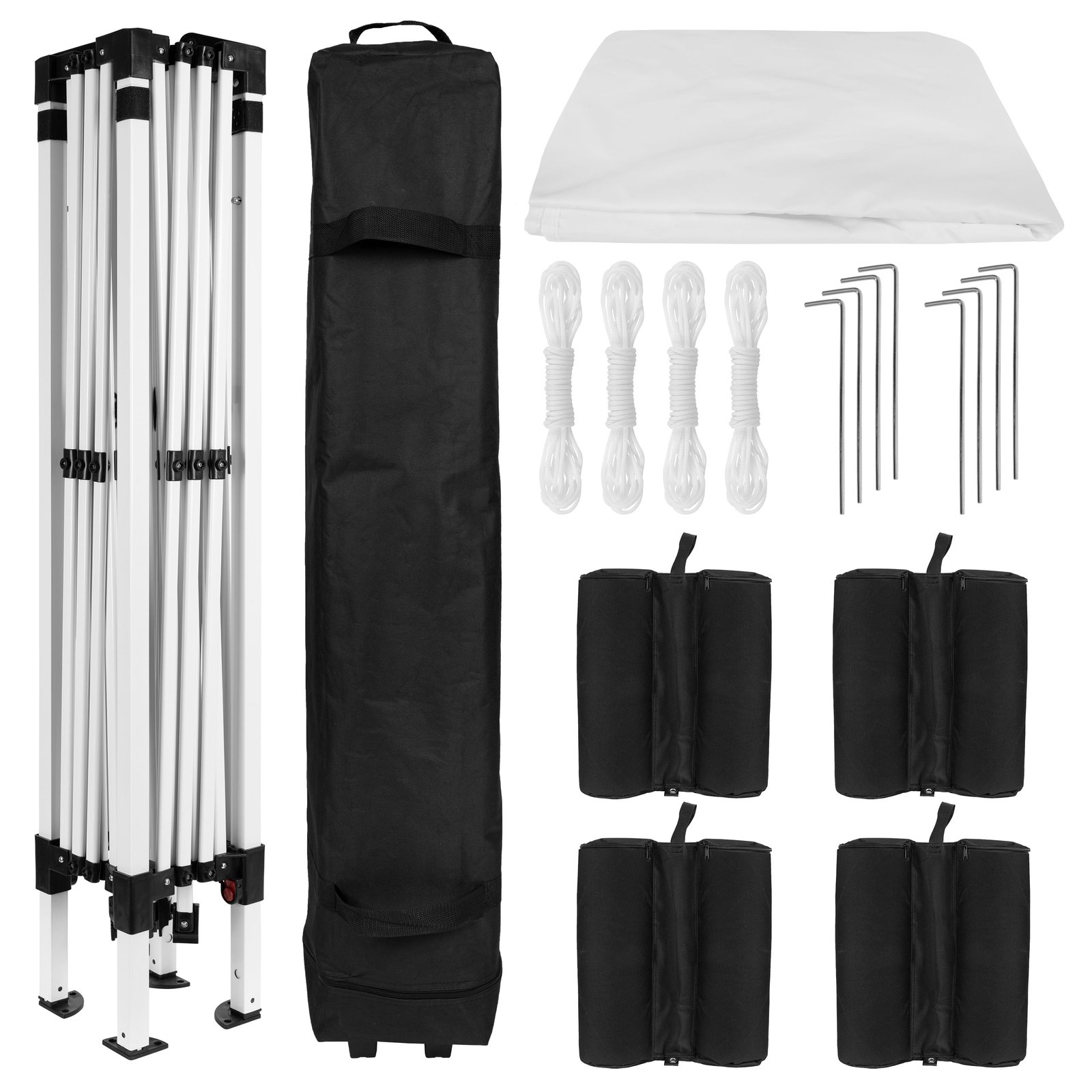 10'x10' Pop Up Straight Leg Canopy Tent With Sandbags and Wheeled Case