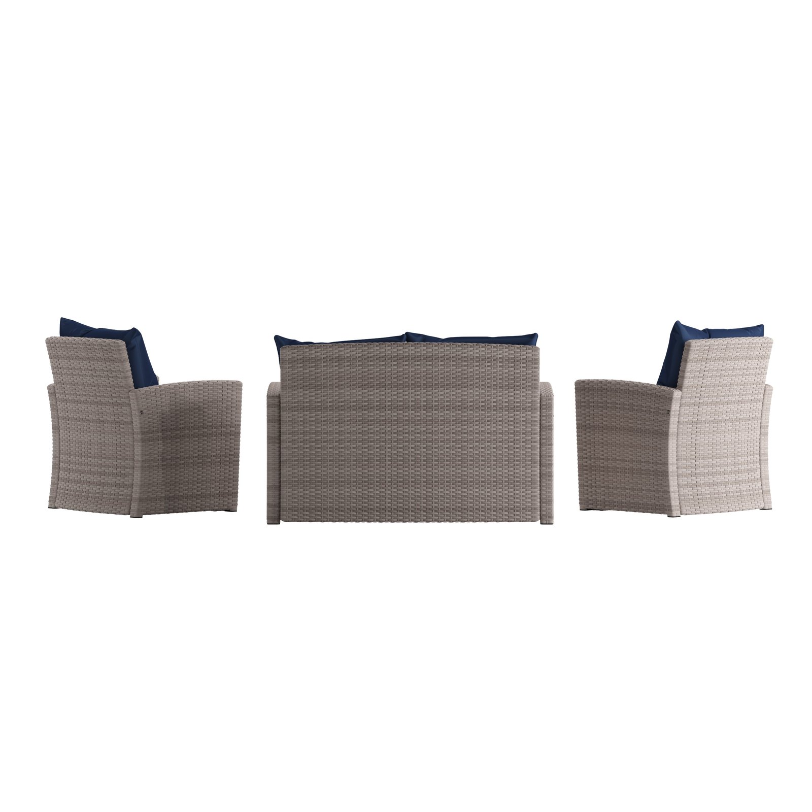4 Piece Patio Set with Gray Back Pillows & Seat Cushions - Outdoor Seating