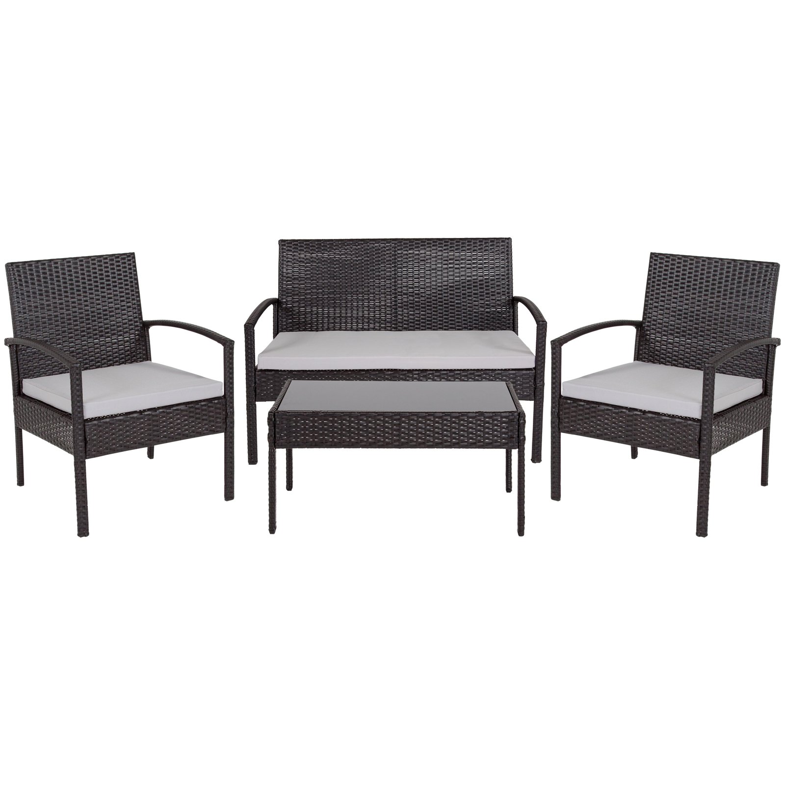 4 Piece Patio Set with Steel Frame and Cushions - Outdoor Seating