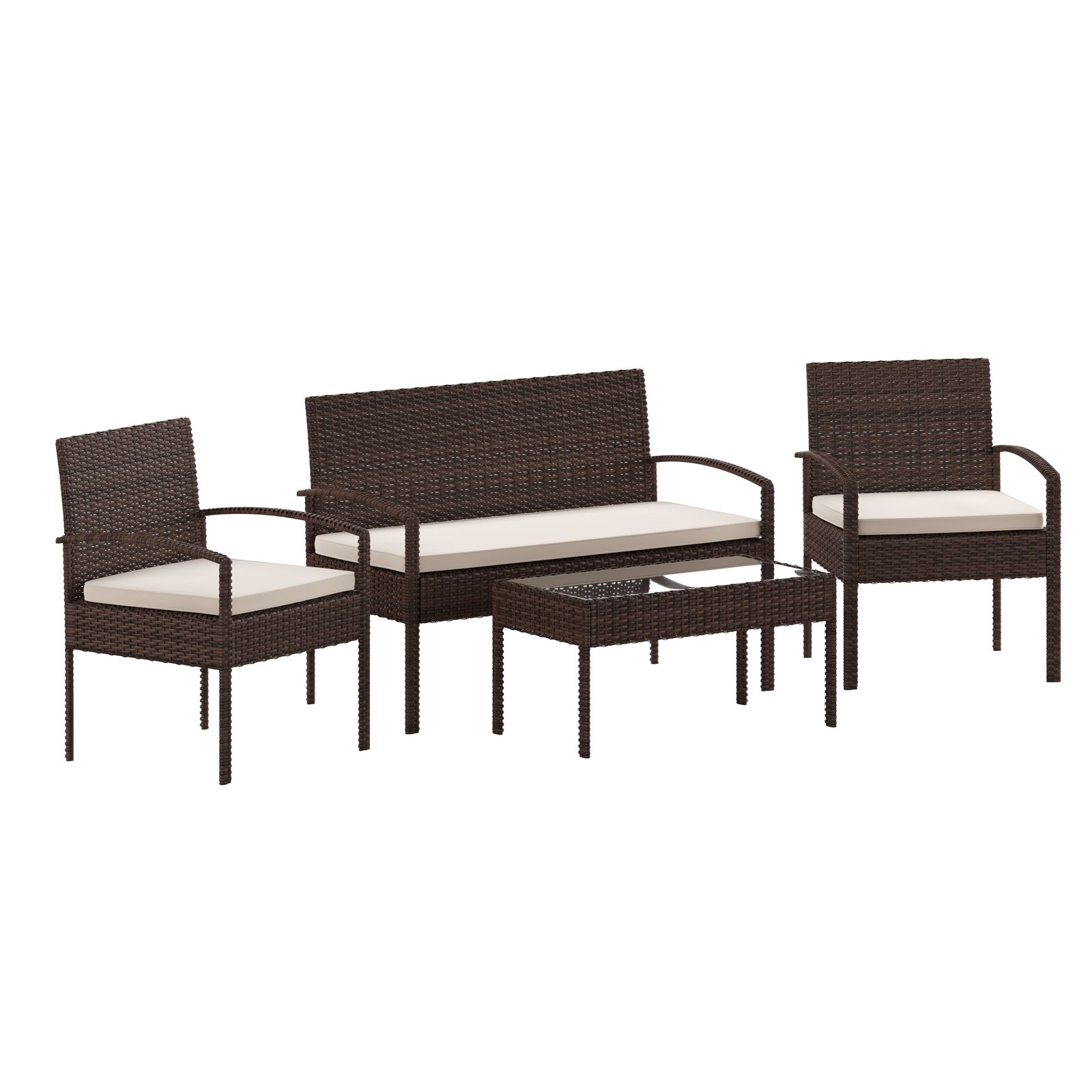 4 Piece Patio Set with Steel Frame and Cushions - Outdoor Seating