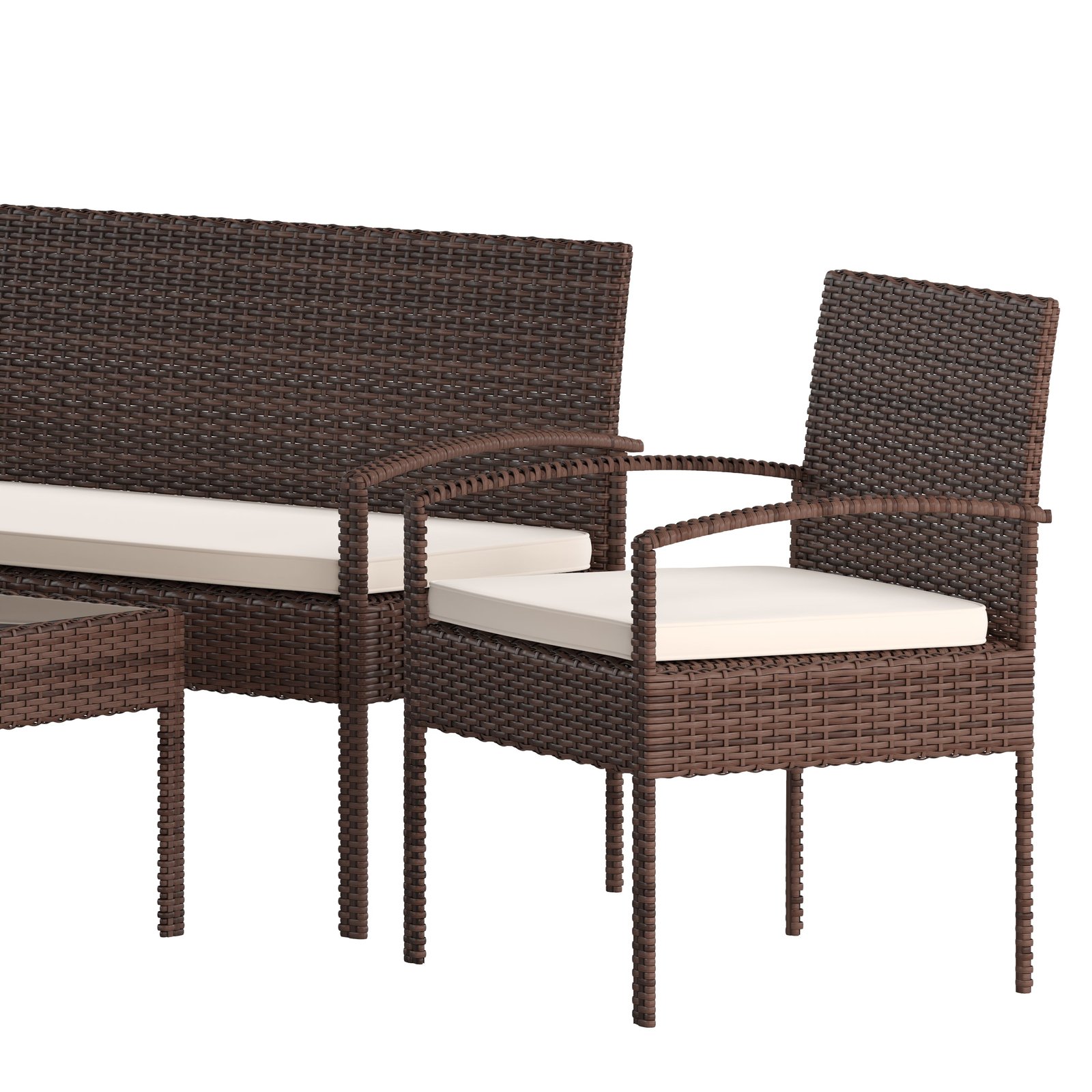 4 Piece Patio Set with Steel Frame and Cushions - Outdoor Seating