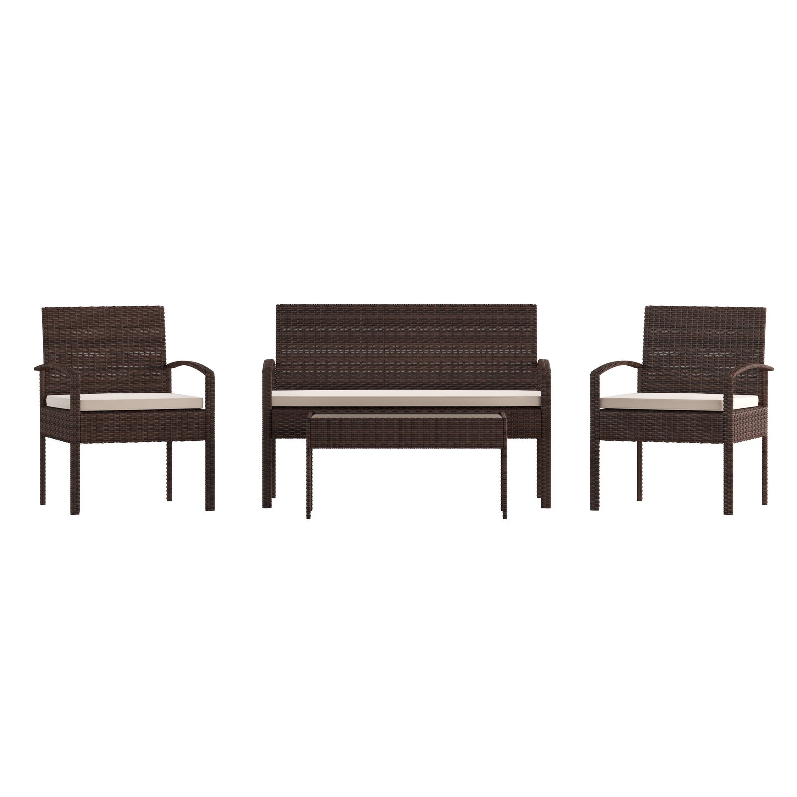 4 Piece Patio Set with Steel Frame and Cushions - Outdoor Seating