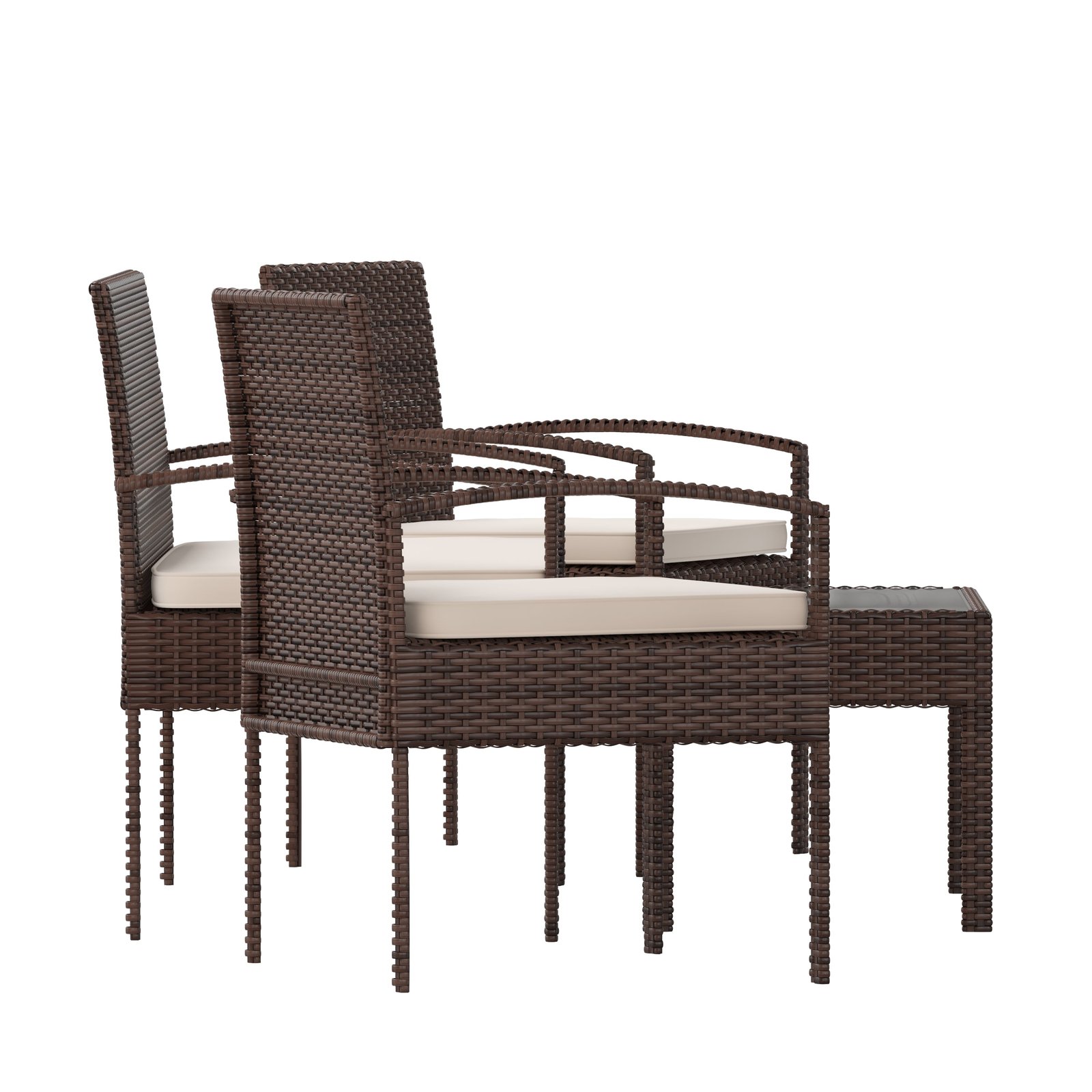 4 Piece Patio Set with Steel Frame and Cushions - Outdoor Seating