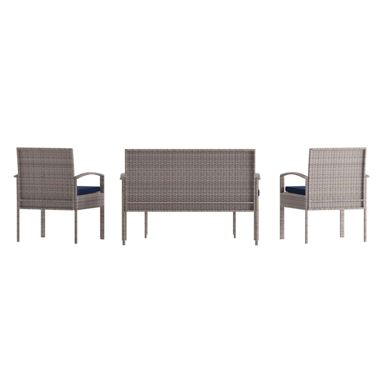 4 Piece Patio Set with Steel Frame and Cushions - Outdoor Seating