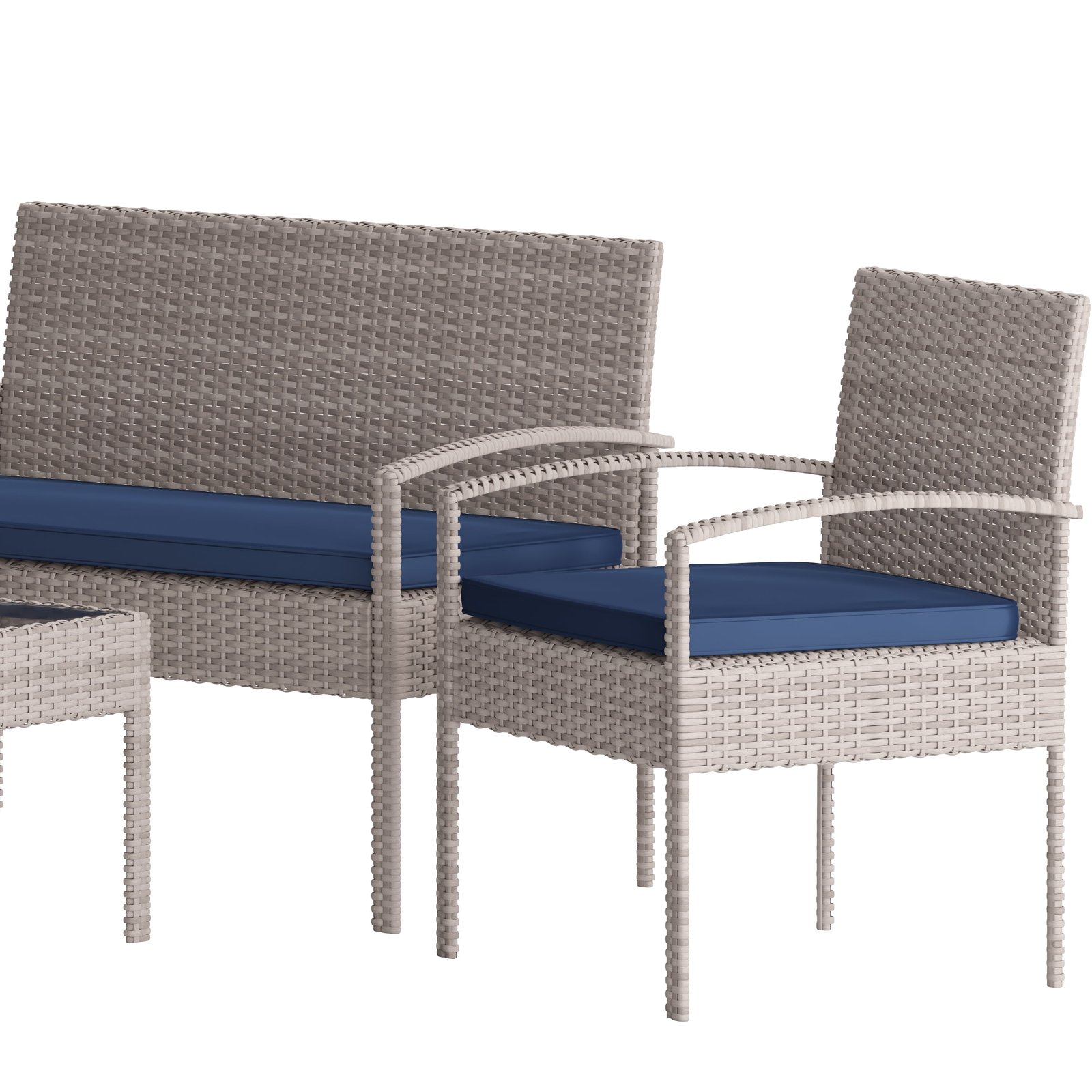 4 Piece Patio Set with Steel Frame and Cushions - Outdoor Seating