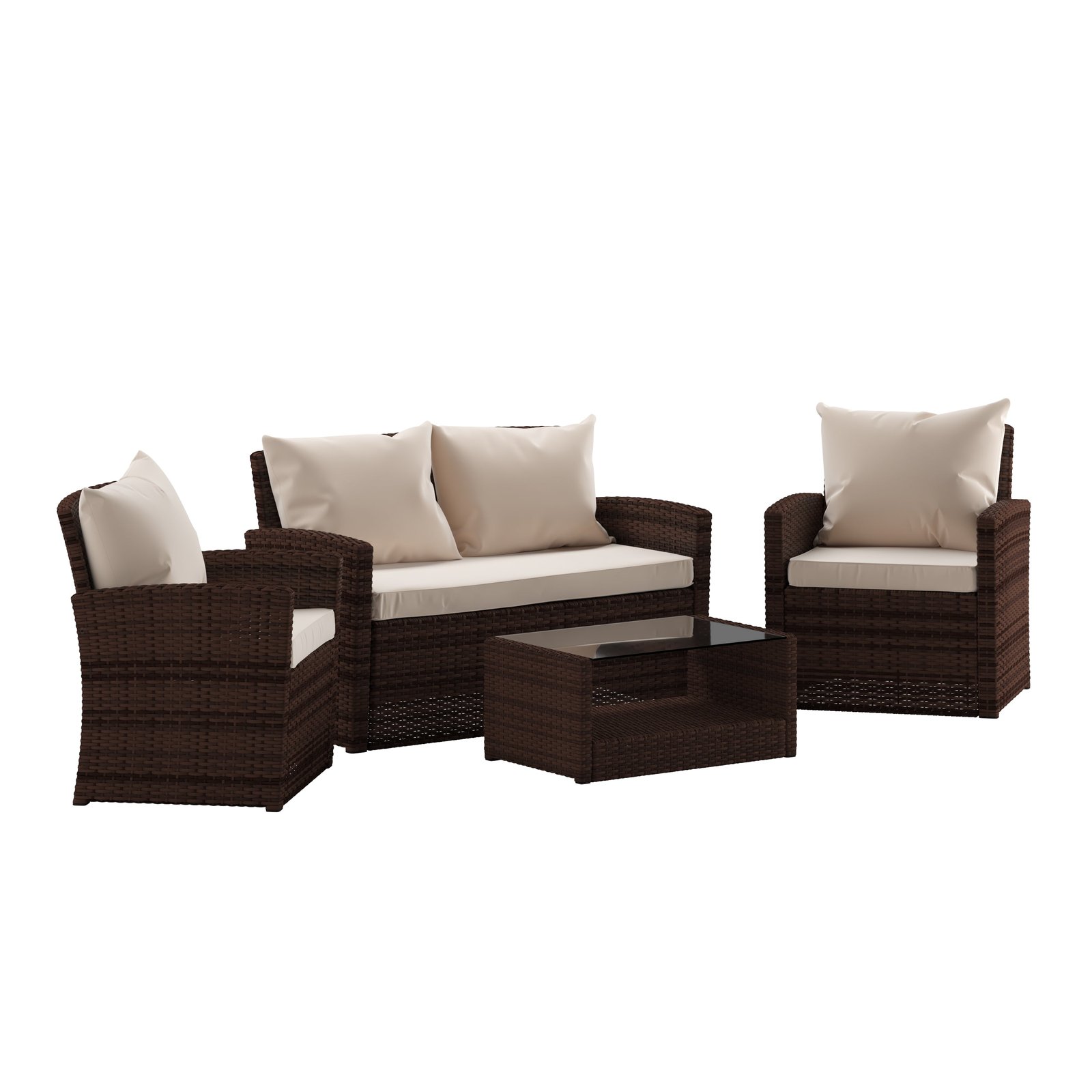 4 Piece Patio Set with Gray Back Pillows & Seat Cushions - Outdoor Seating