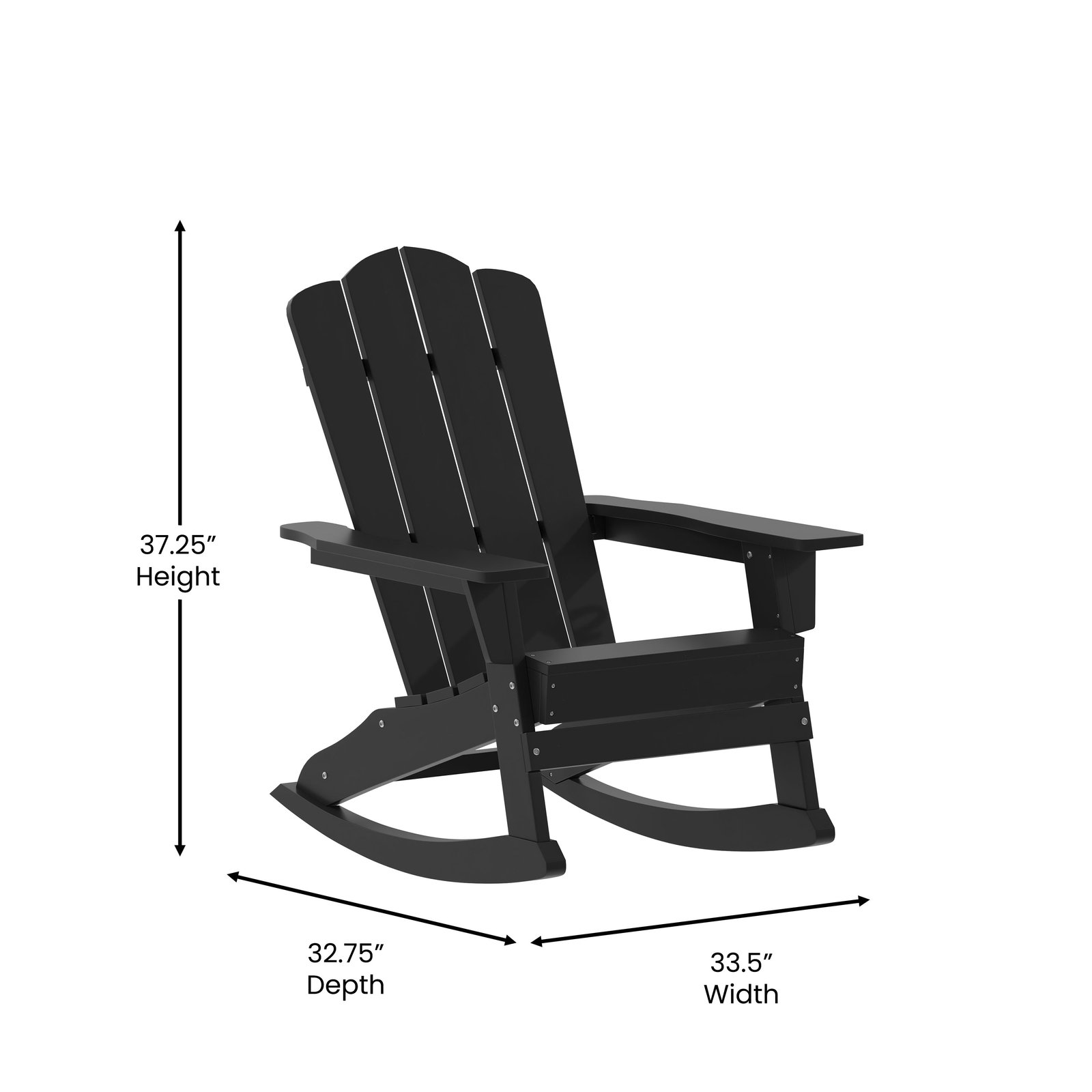 Adirondack Rocking Chair with Cup Holder, Weather Resistant HDPE Adirondack Rocking Chair