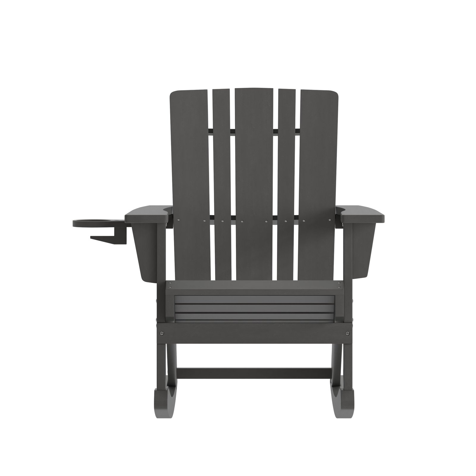 Adirondack Rocking Chair with Cup Holder, Weather Resistant HDPE Adirondack Rocking Chair