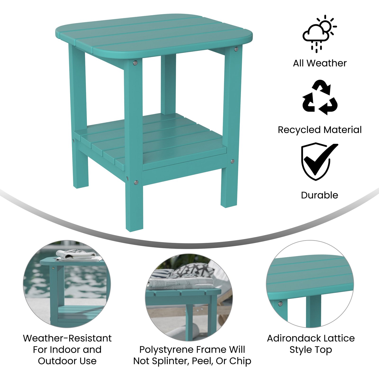 Two Tier Polyresin Adirondack Side Table - All-Weather for Indoor/Outdoor Use