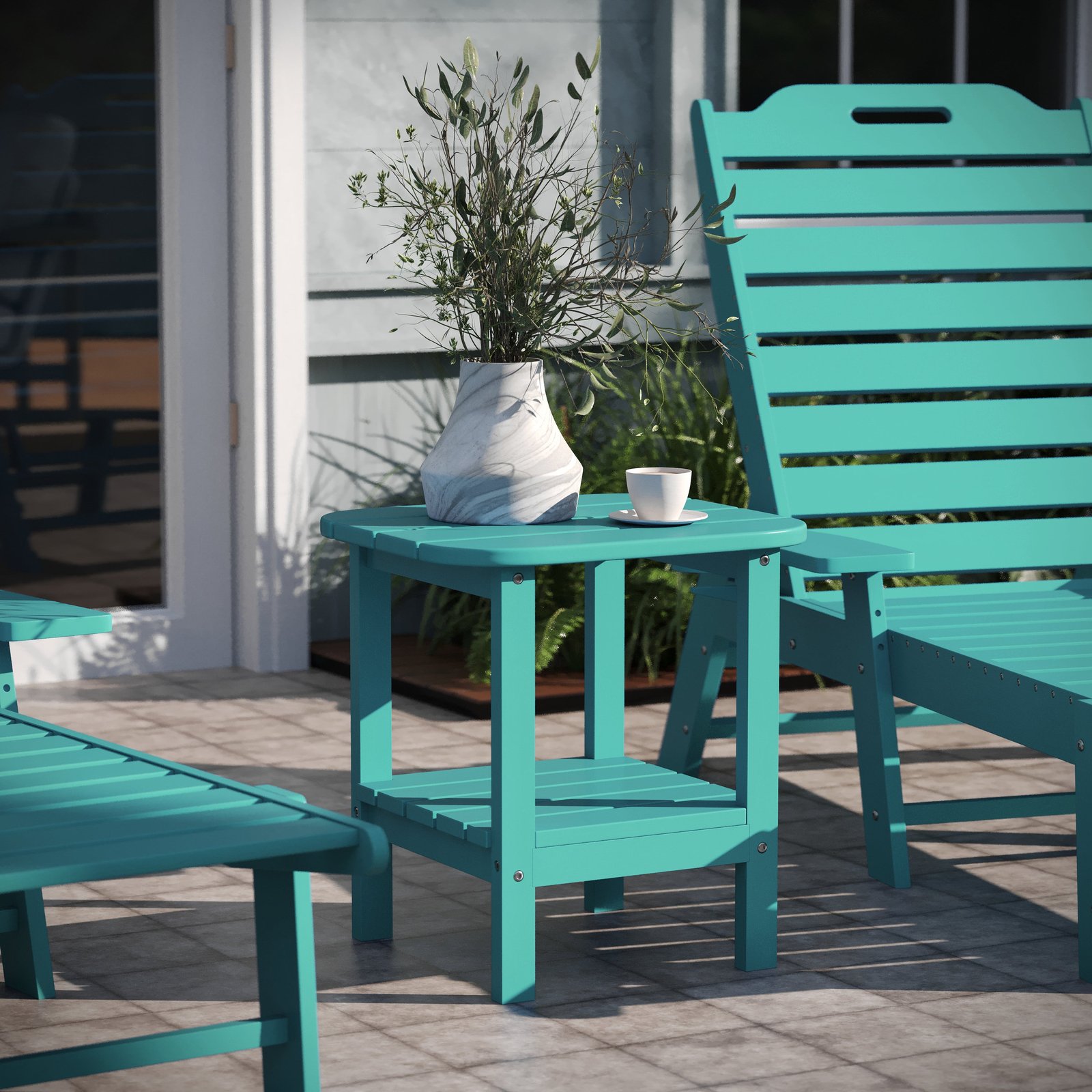 Two Tier Polyresin Adirondack Side Table - All-Weather for Indoor/Outdoor Use