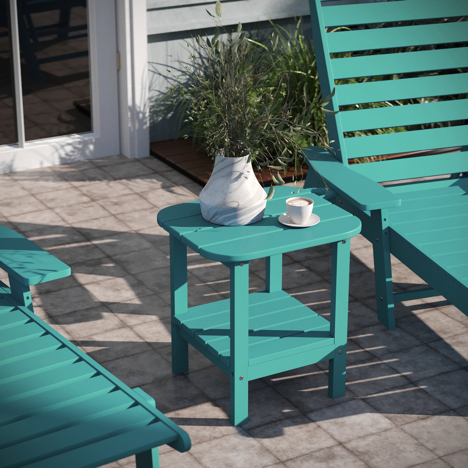 Two Tier Polyresin Adirondack Side Table - All-Weather for Indoor/Outdoor Use