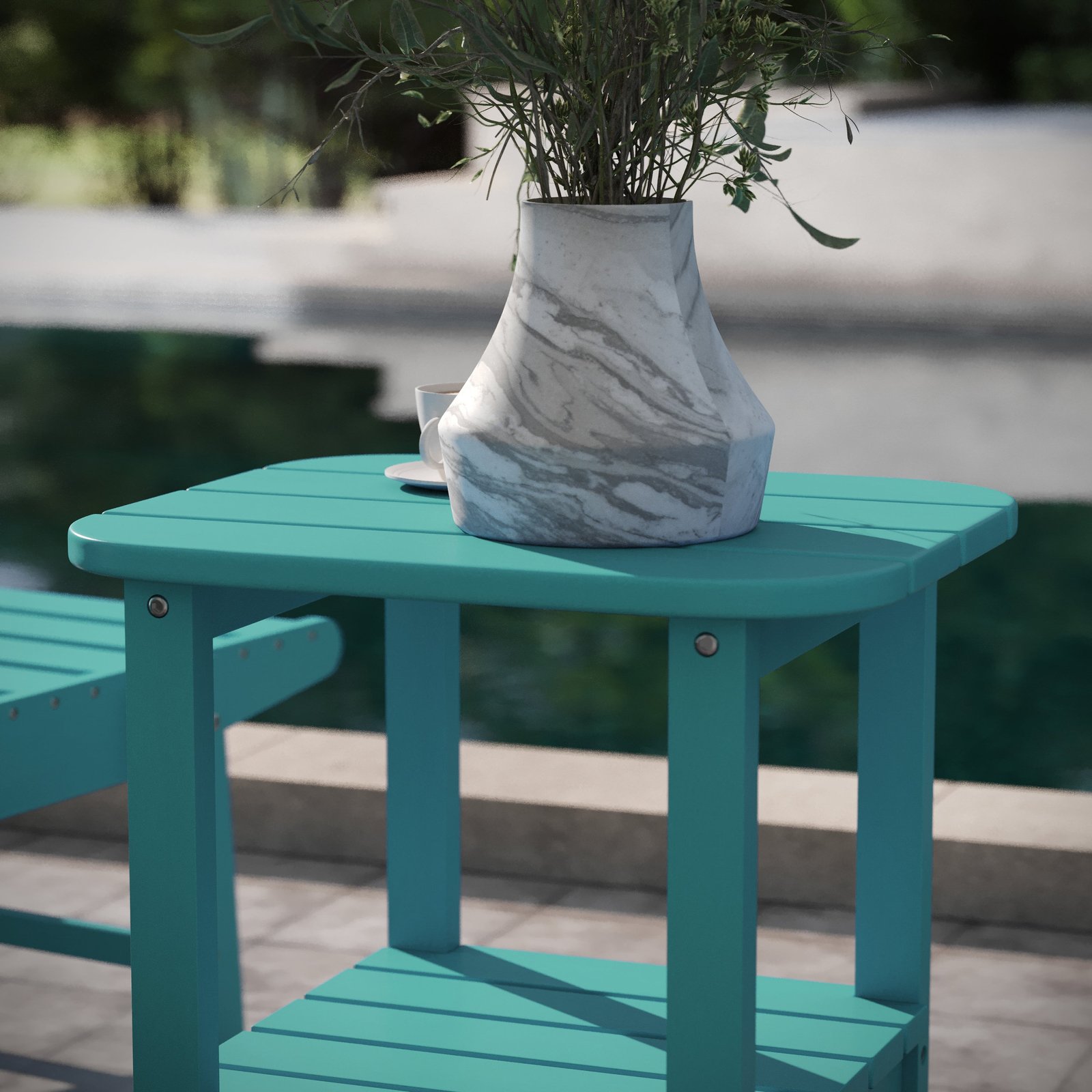 Two Tier Polyresin Adirondack Side Table - All-Weather for Indoor/Outdoor Use