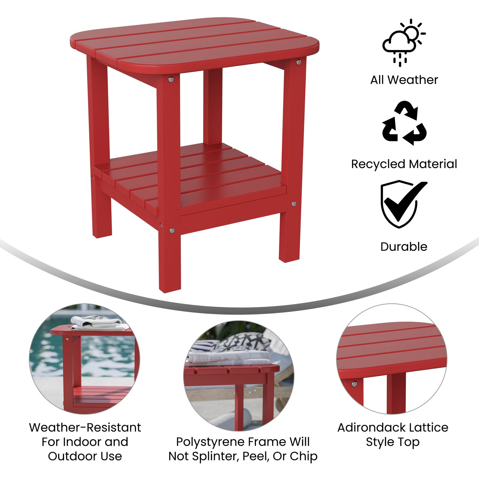 Two Tier Polyresin Adirondack Side Table - All-Weather for Indoor/Outdoor Use