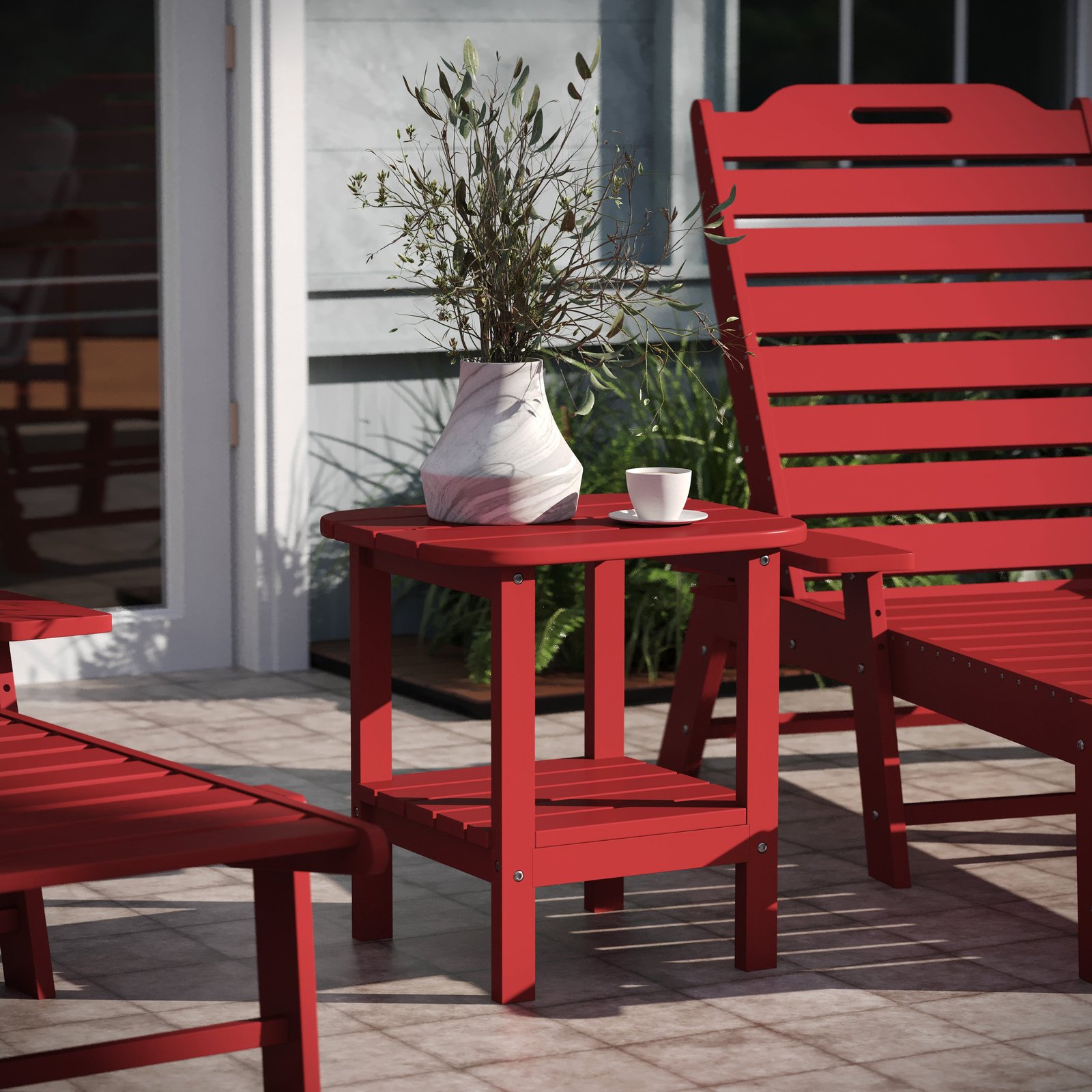 Two Tier Polyresin Adirondack Side Table - All-Weather for Indoor/Outdoor Use