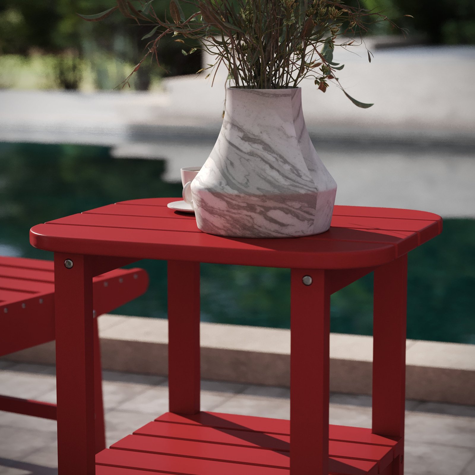 Two Tier Polyresin Adirondack Side Table - All-Weather for Indoor/Outdoor Use