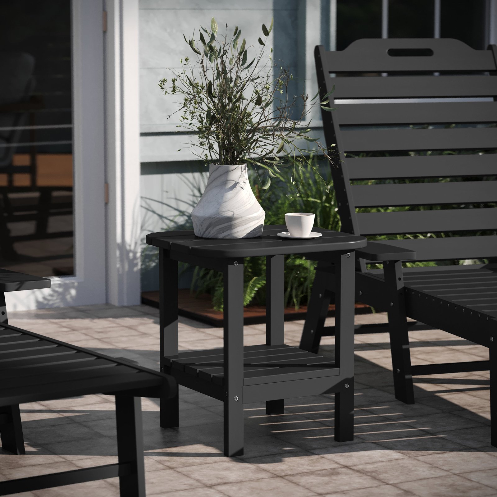 Two Tier Polyresin Adirondack Side Table - All-Weather for Indoor/Outdoor Use