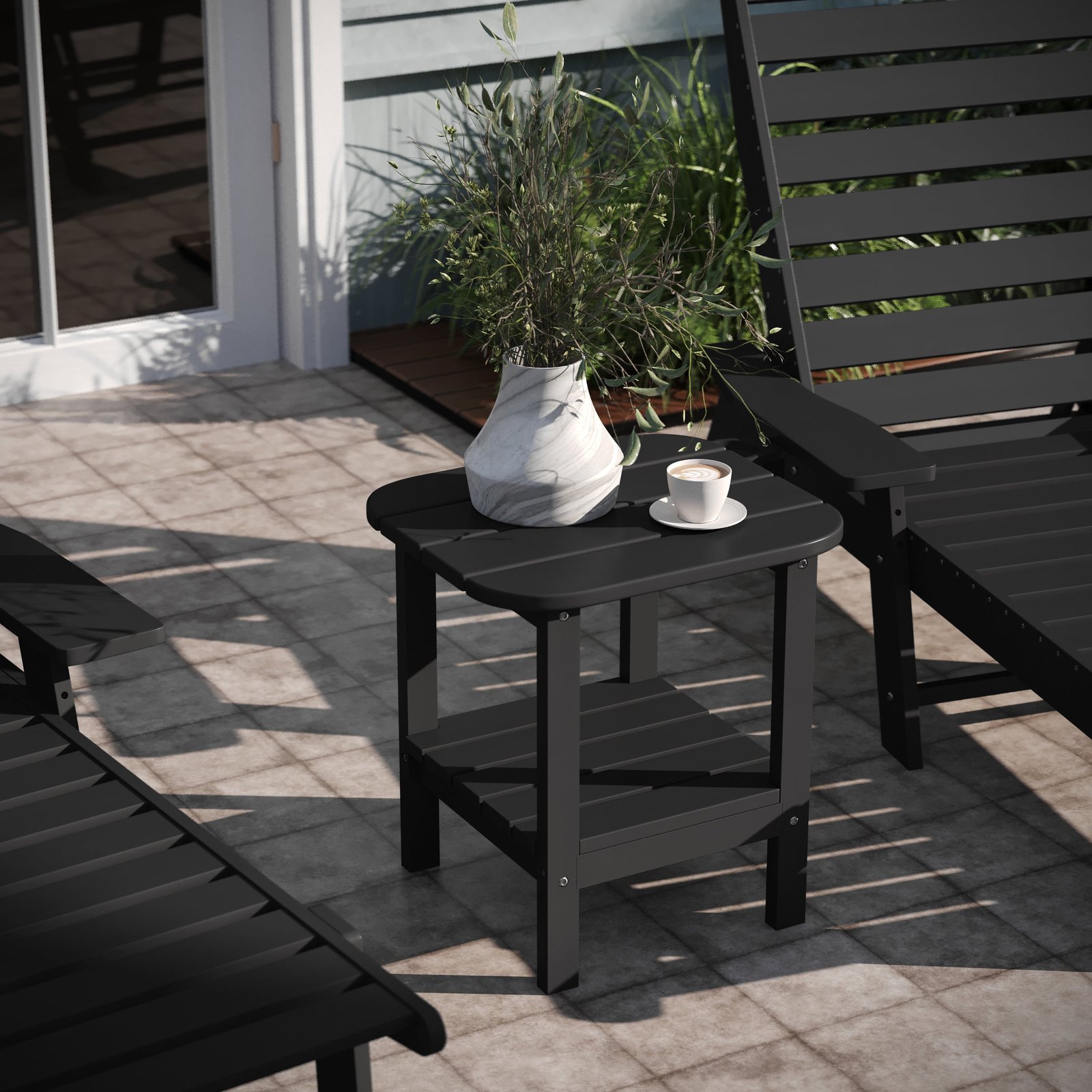 Two Tier Polyresin Adirondack Side Table - All-Weather for Indoor/Outdoor Use