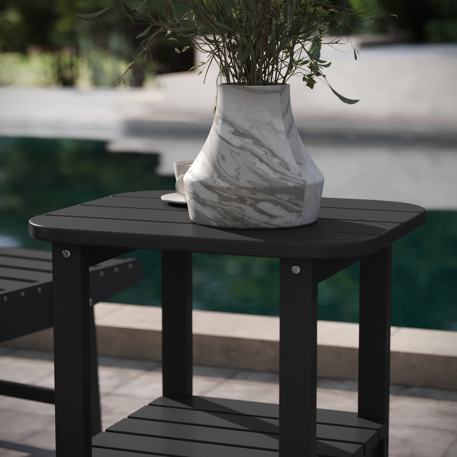 Two Tier Polyresin Adirondack Side Table - All-Weather for Indoor/Outdoor Use