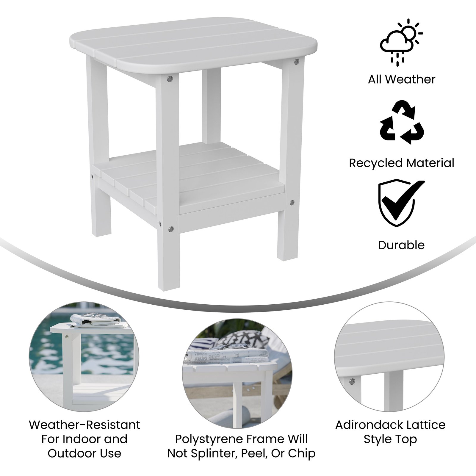 Two Tier Polyresin Adirondack Side Table - All-Weather for Indoor/Outdoor Use