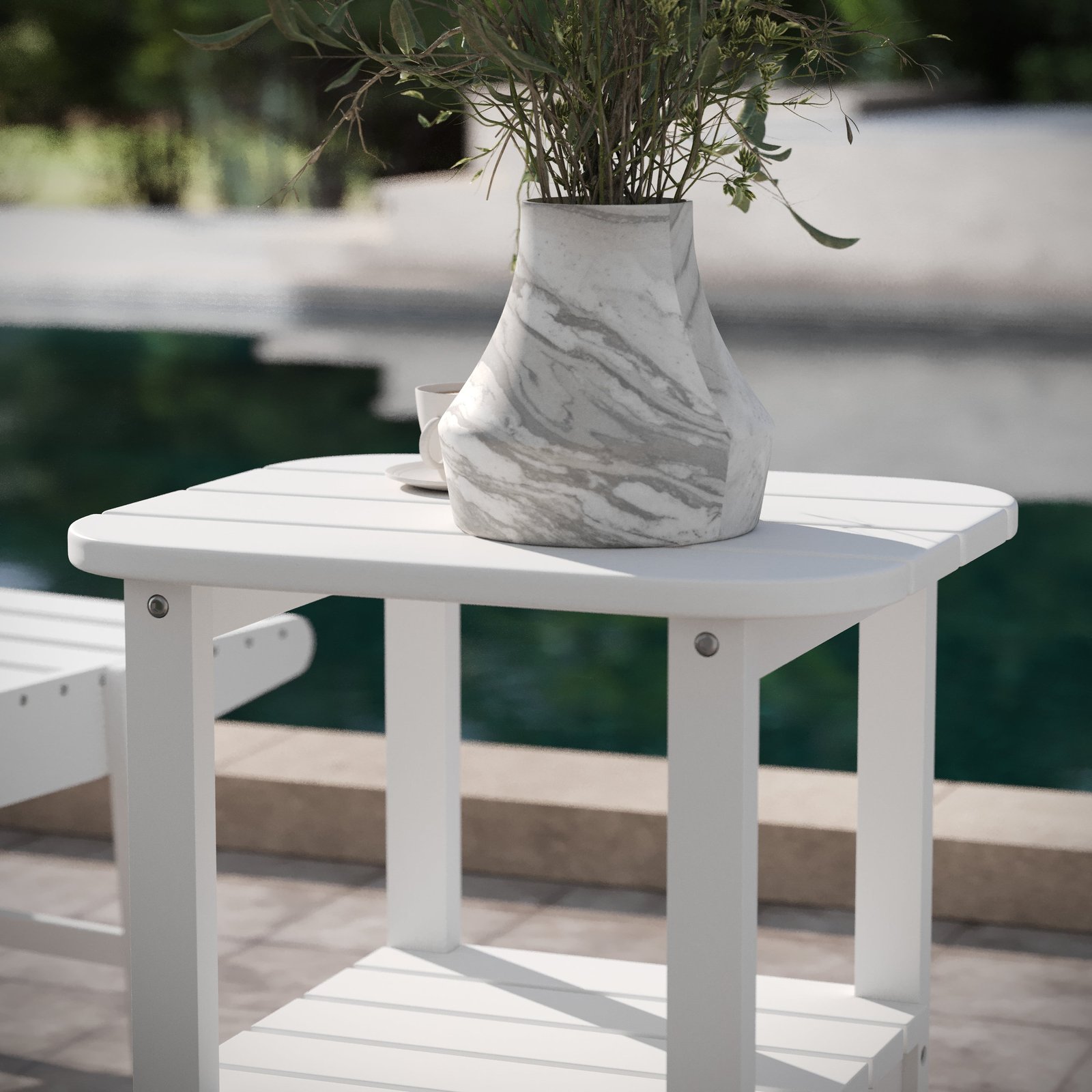 Two Tier Polyresin Adirondack Side Table - All-Weather for Indoor/Outdoor Use