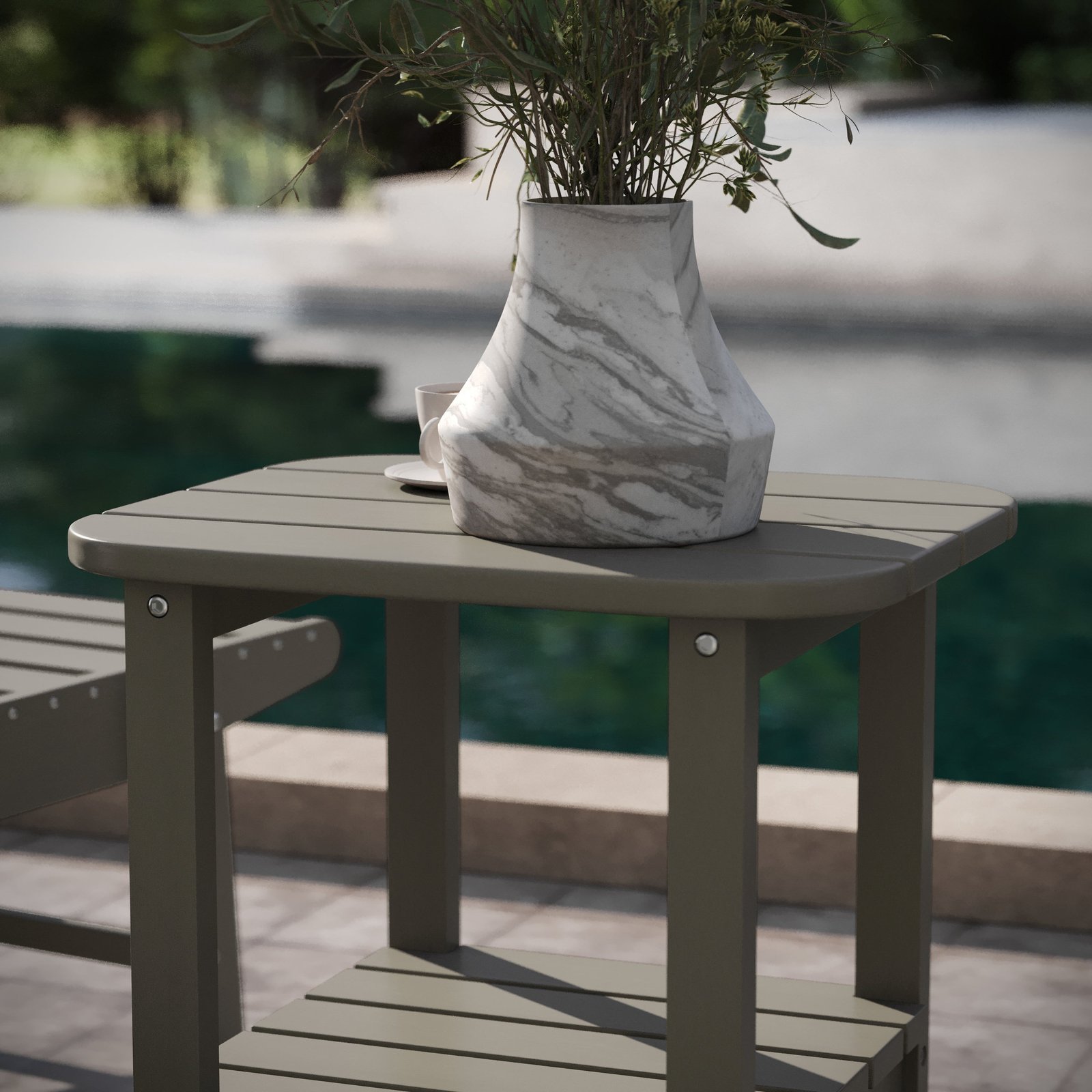 Two Tier Polyresin Adirondack Side Table - All-Weather for Indoor/Outdoor Use