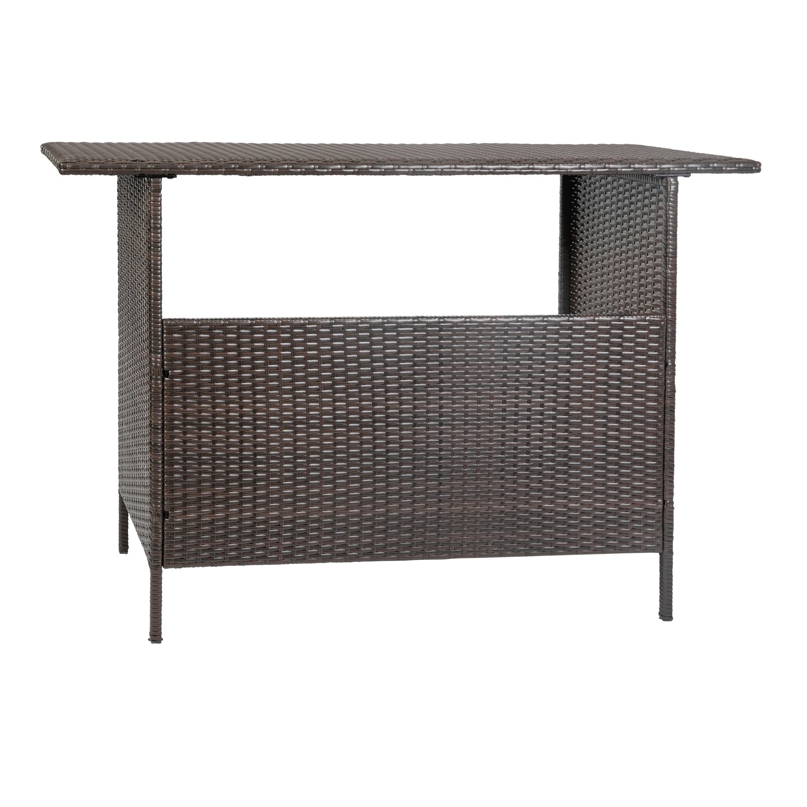 Wicker Rattan Counter Height Bar Table for Indoor/Outdoor Use with Inner Shelf and Bar Top