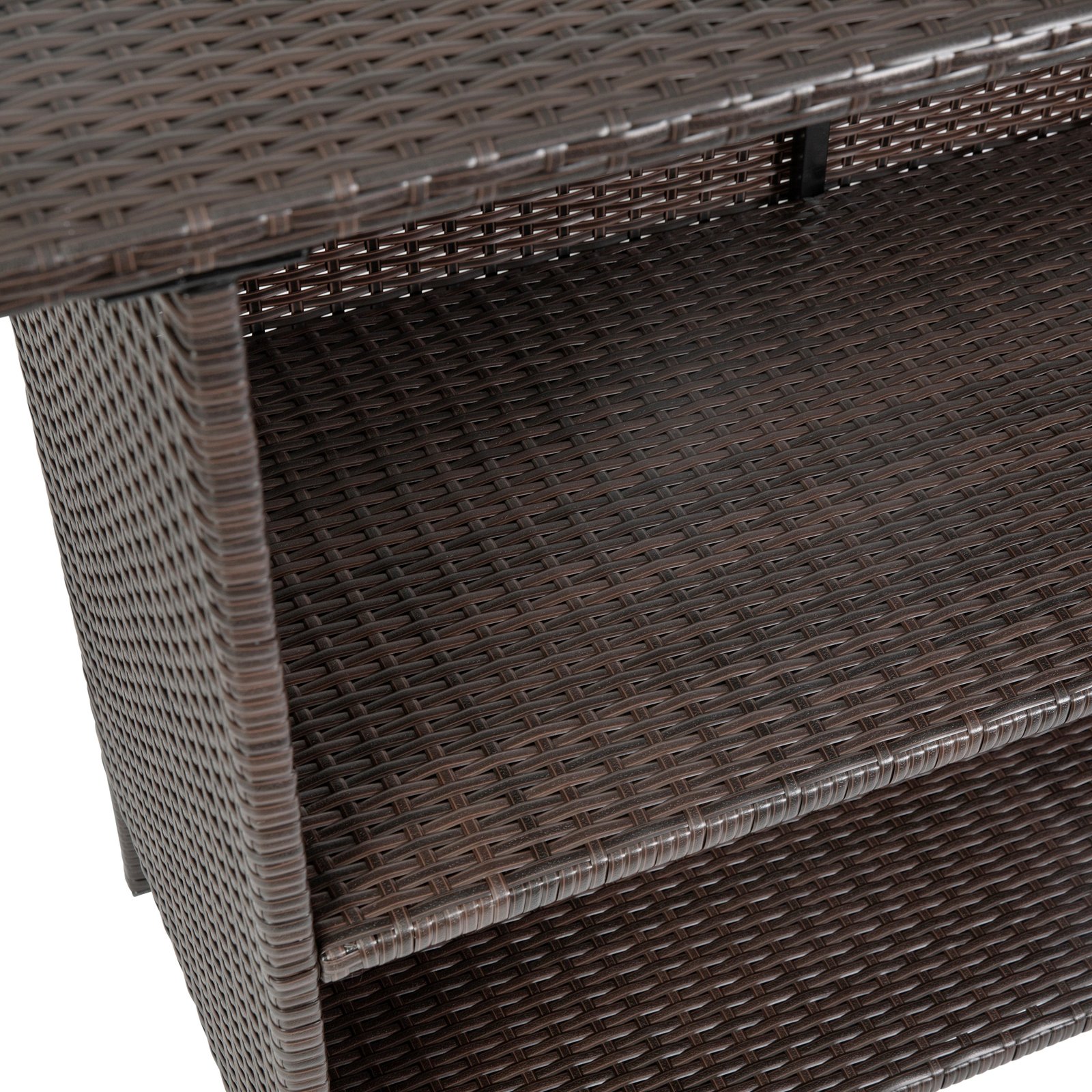 Wicker Rattan Counter Height Bar Table for Indoor/Outdoor Use with Inner Shelf and Bar Top