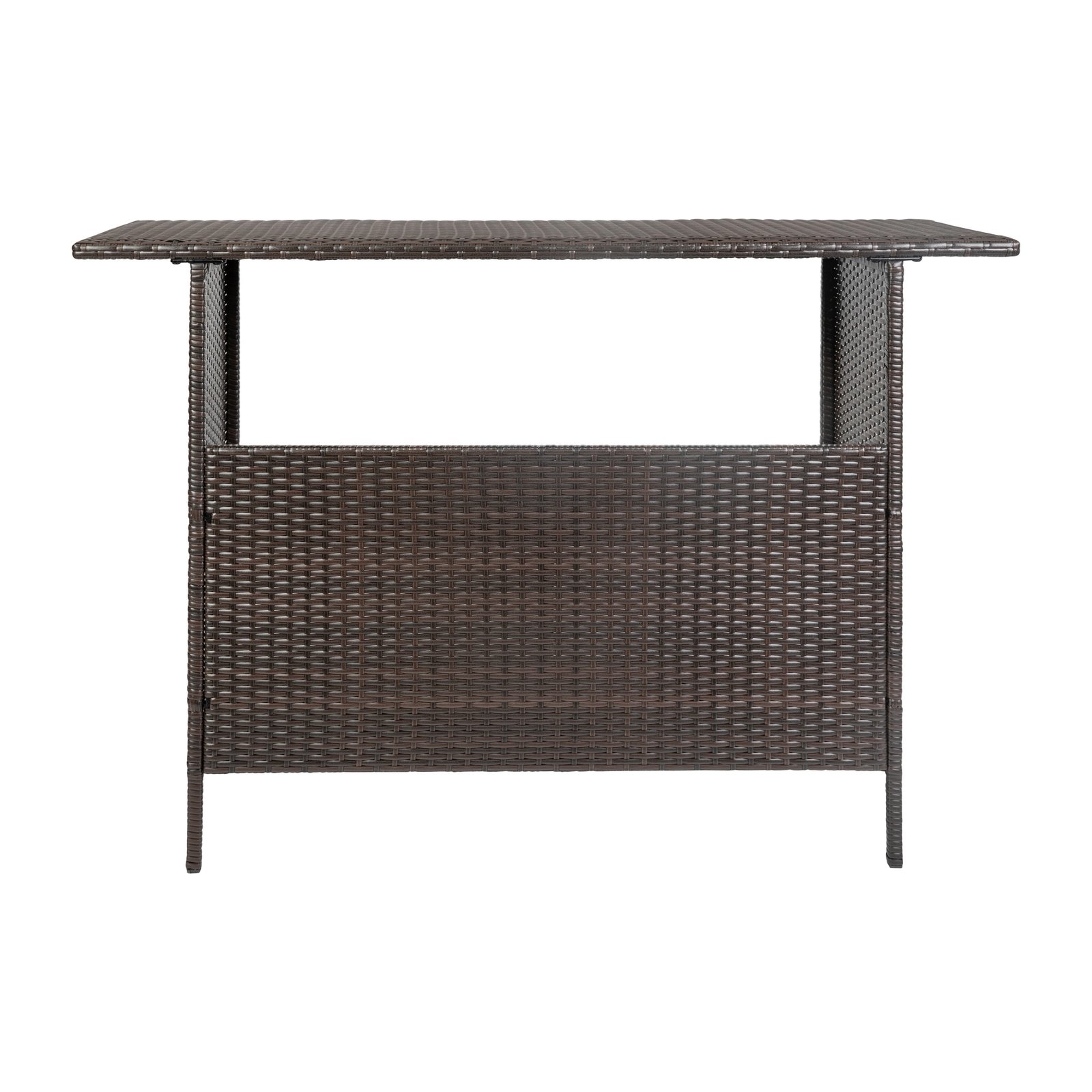 Wicker Rattan Counter Height Bar Table for Indoor/Outdoor Use with Inner Shelf and Bar Top