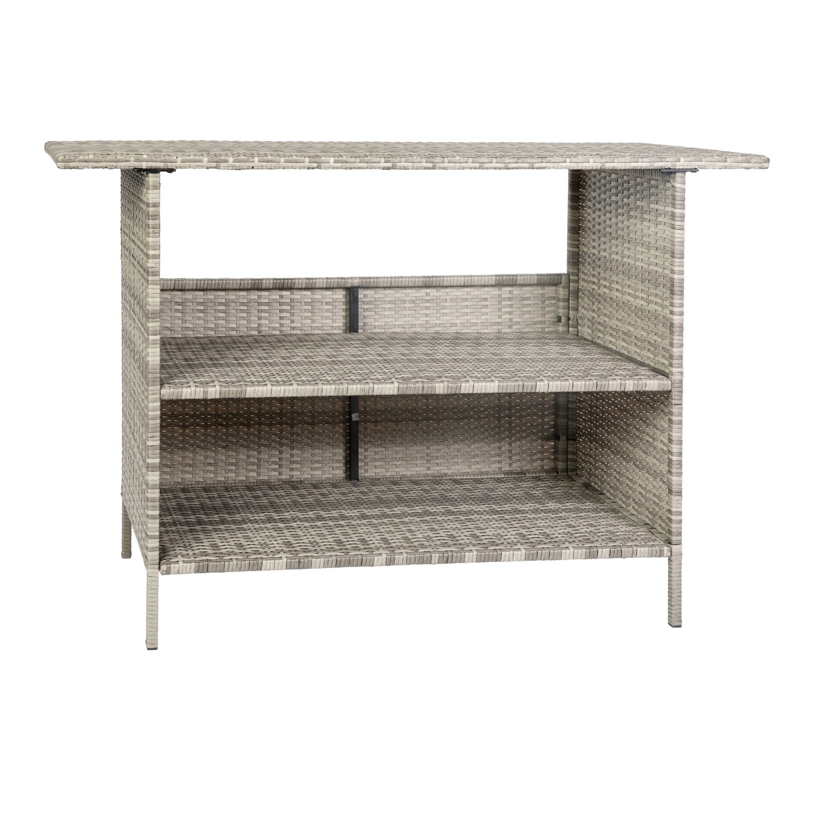Wicker Rattan Counter Height Bar Table for Indoor/Outdoor Use with Inner Shelf and Bar Top