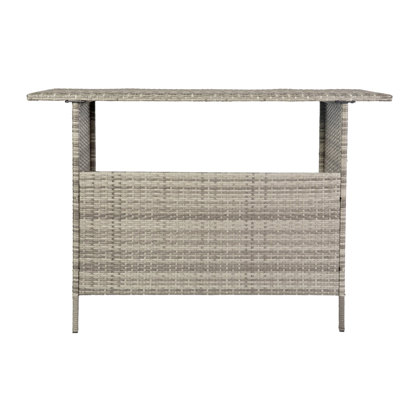 Wicker Rattan Counter Height Bar Table for Indoor/Outdoor Use with Inner Shelf and Bar Top