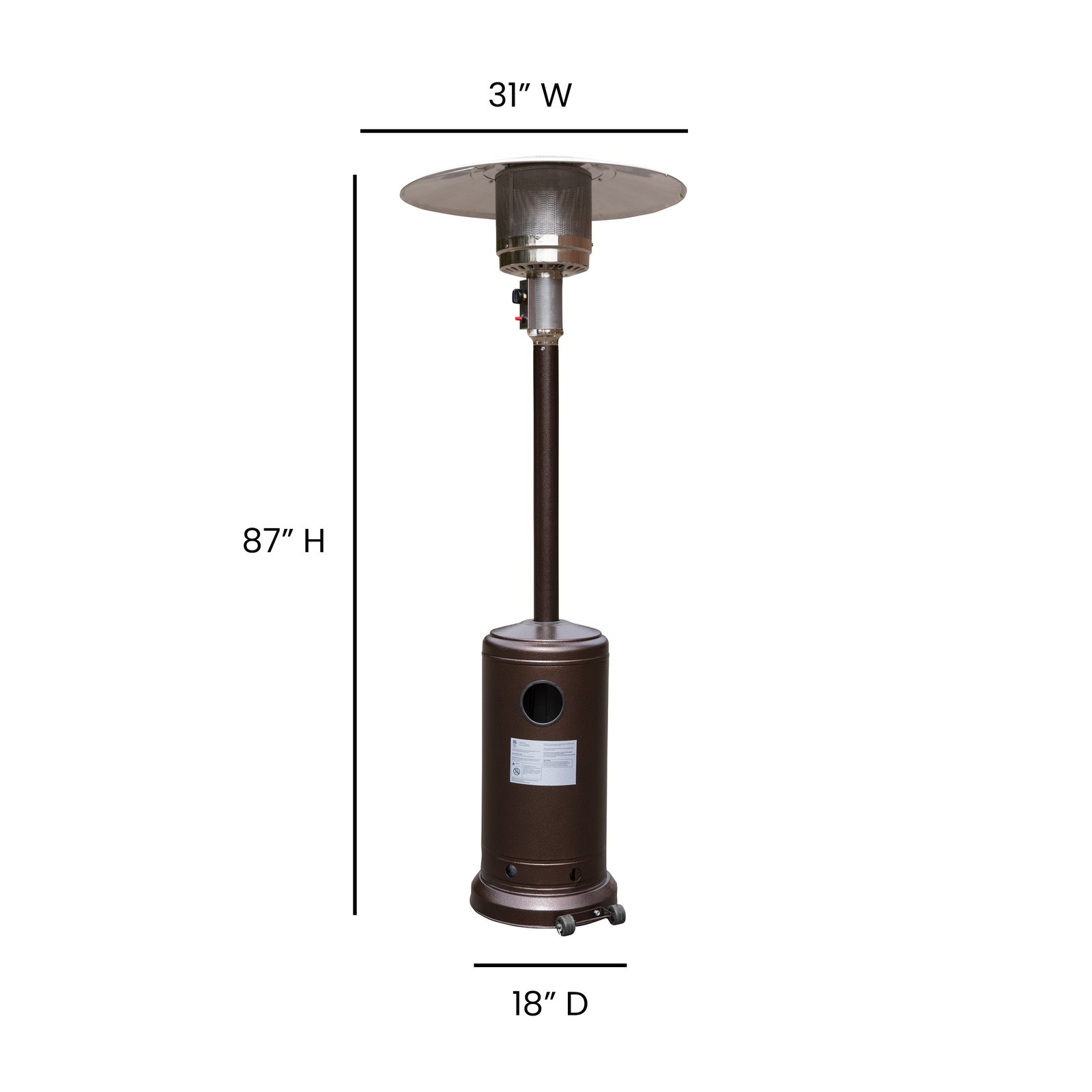 Outdoor Patio Heater - 7.5 Feet Round Steel Patio Heater - 40,000 BTU's