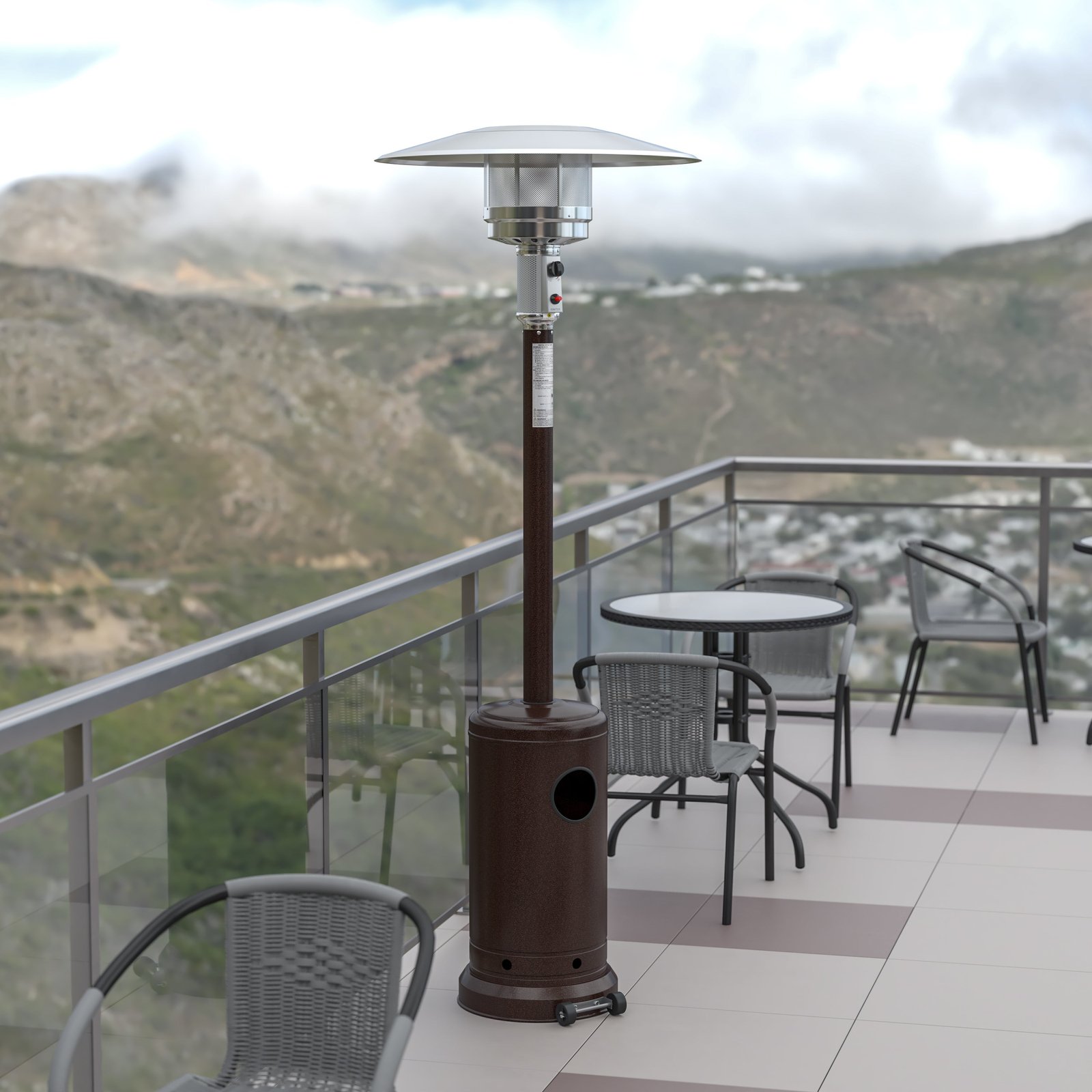 Outdoor Patio Heater - 7.5 Feet Round Steel Patio Heater - 40,000 BTU's
