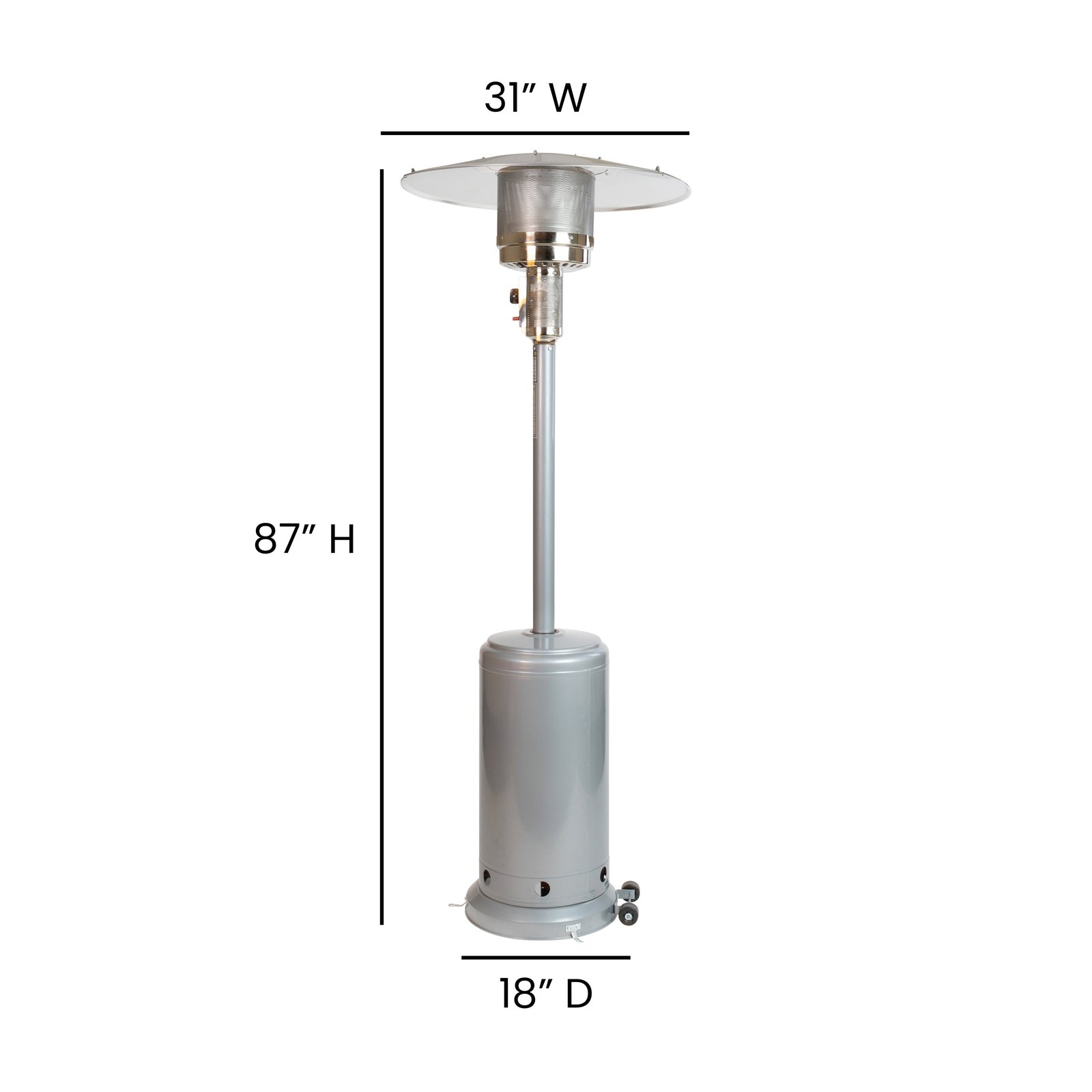 Outdoor Patio Heater - 7.5 Feet Round Steel Patio Heater - 40,000 BTU's