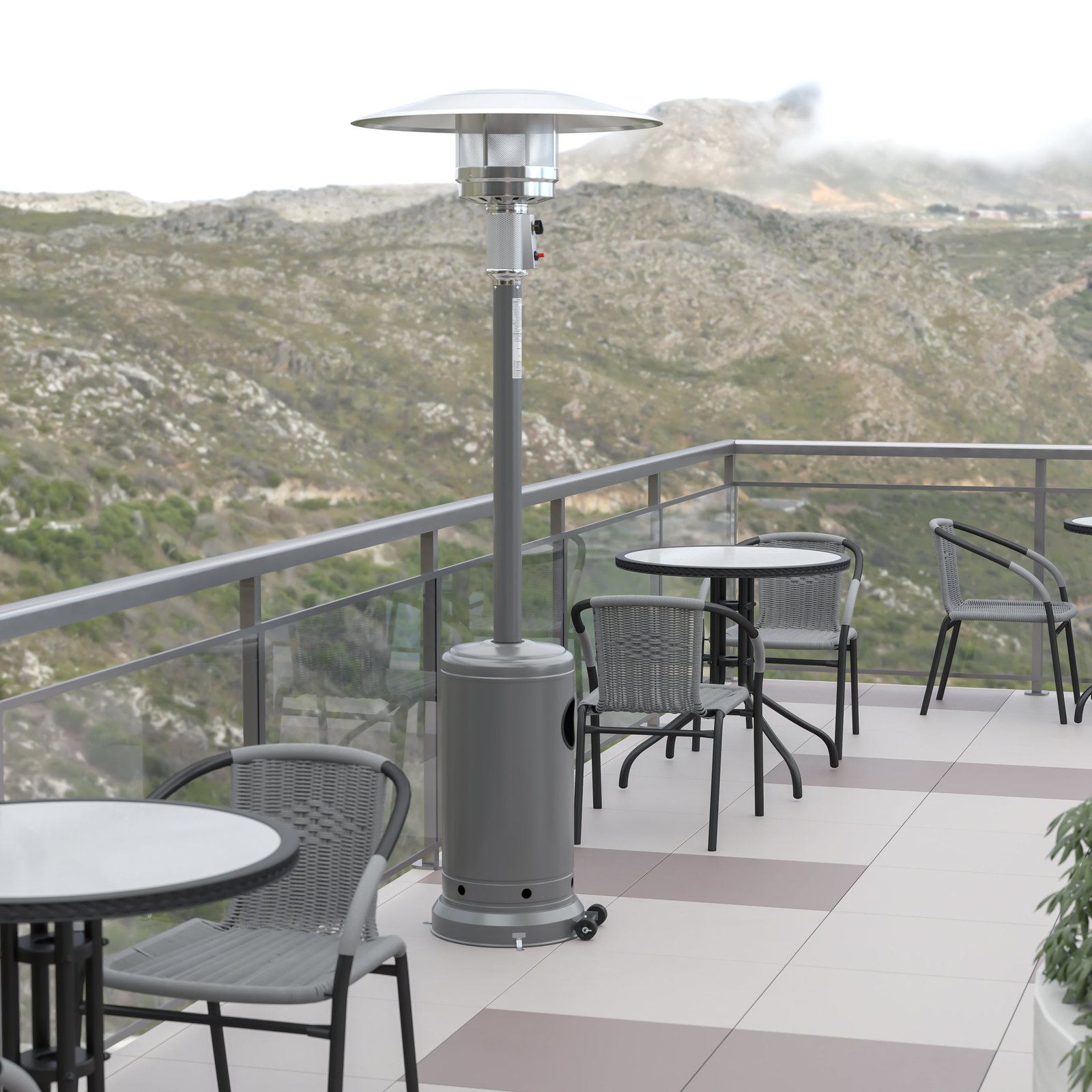 Outdoor Patio Heater - 7.5 Feet Round Steel Patio Heater - 40,000 BTU's