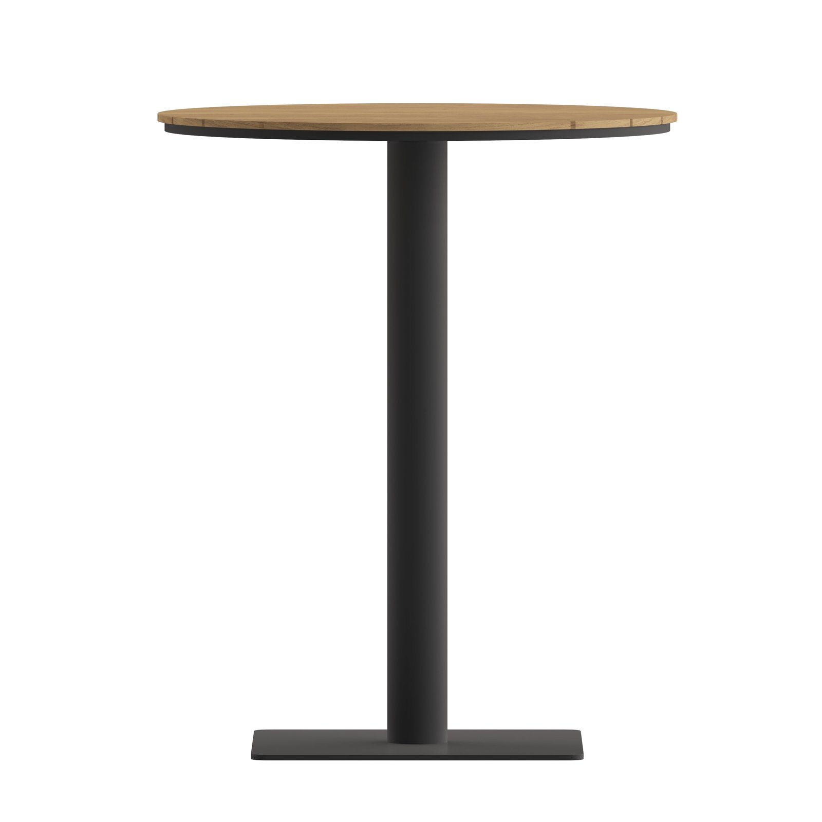 24" Round Outdoor Dining Table with Faux Teak Poly Slats and Steel Frame