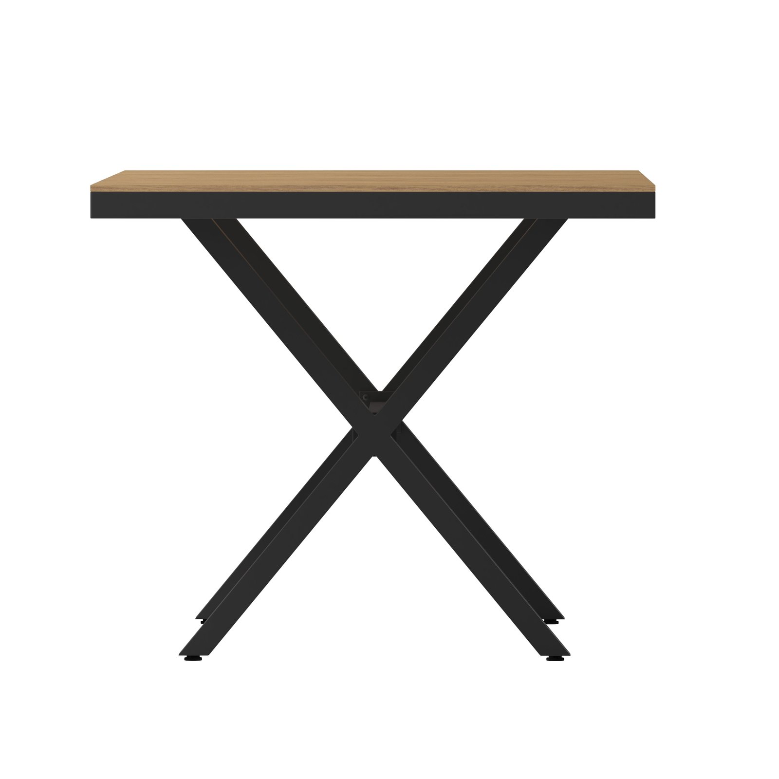 59" x 35.5" Outdoor X-Frame Dining Table with Faux Teak Poly Slat Top and Metal Frame