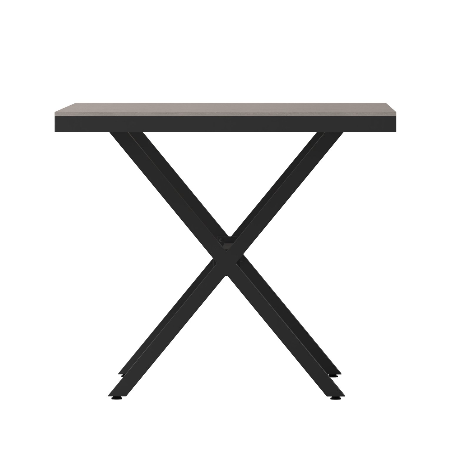 59" x 35.5" Outdoor X-Frame Dining Table with Faux Teak Poly Slat Top and Metal Frame