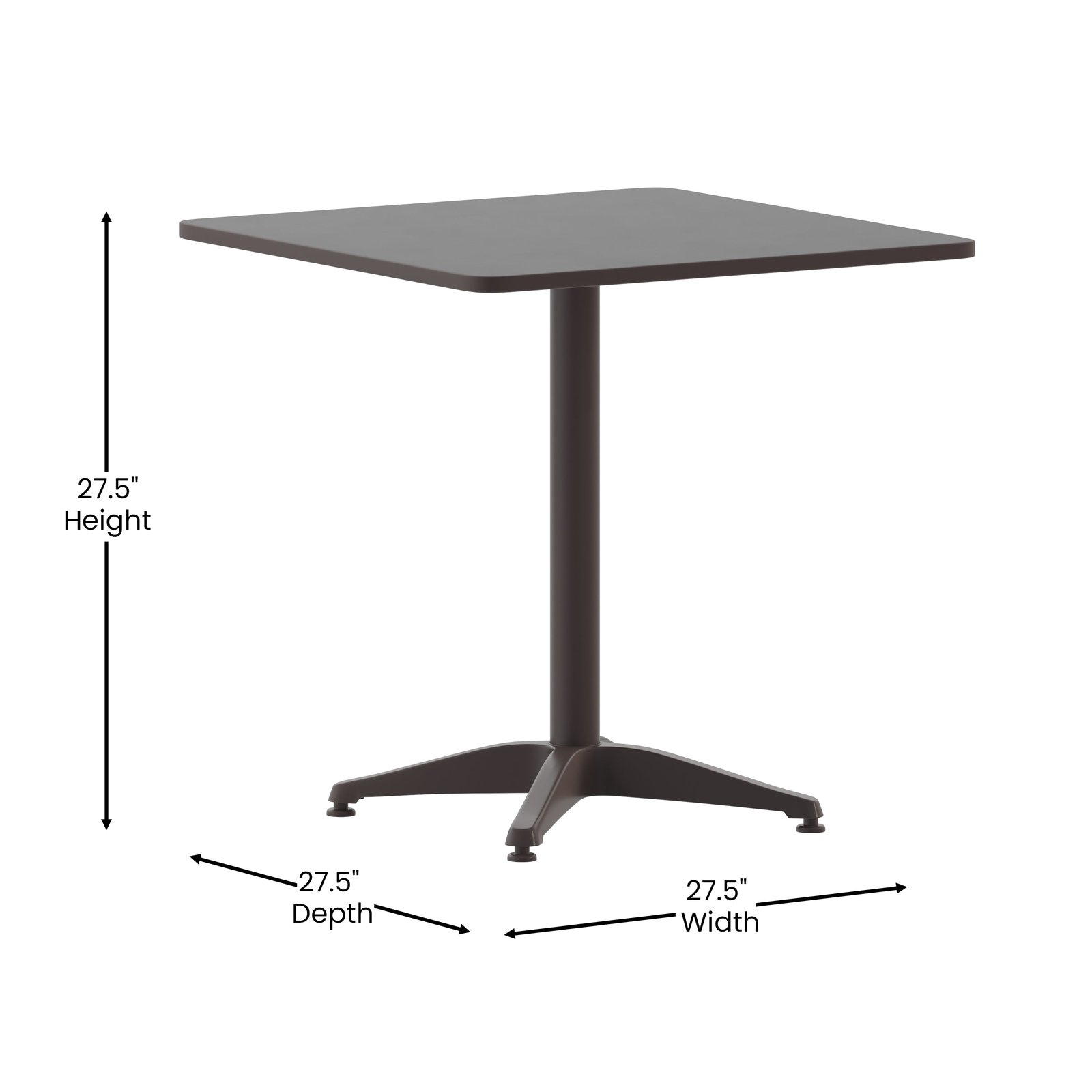 27.5'' Square Aluminum Indoor-Outdoor Table with Base
