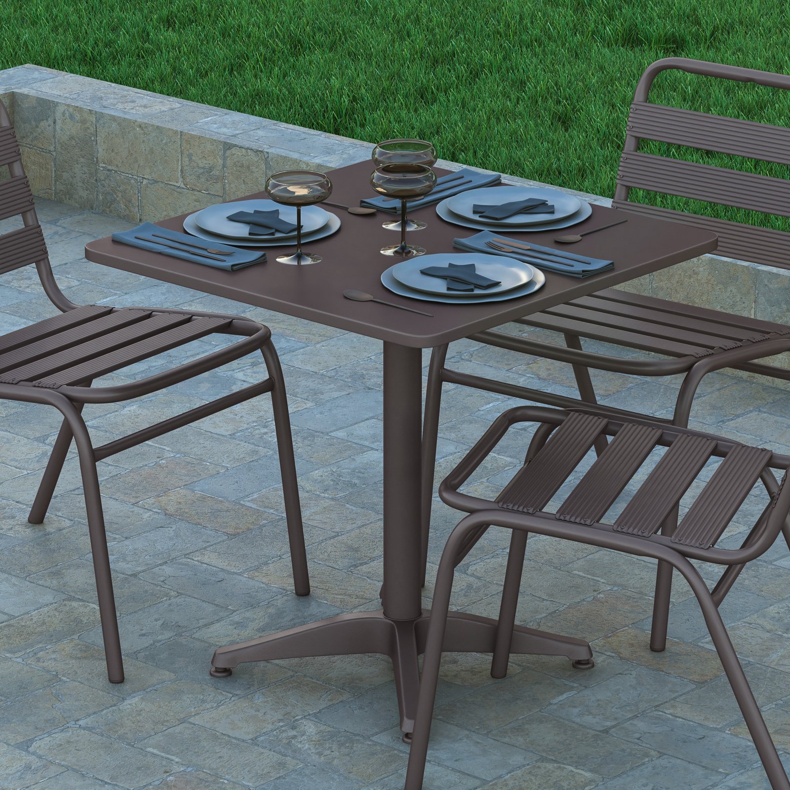 27.5'' Square Aluminum Indoor-Outdoor Table with Base