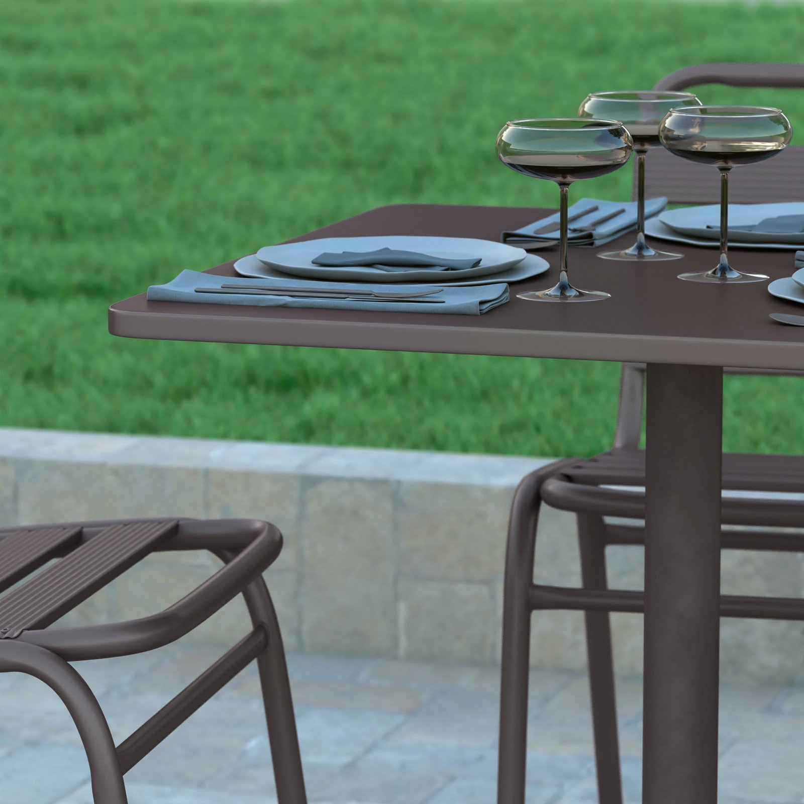 27.5'' Square Aluminum Indoor-Outdoor Table with Base