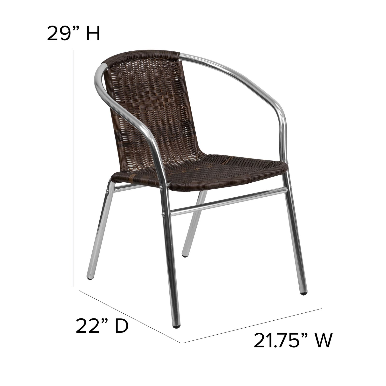 Commercial Aluminum/Rattan Restaurant Dining Stack Chair