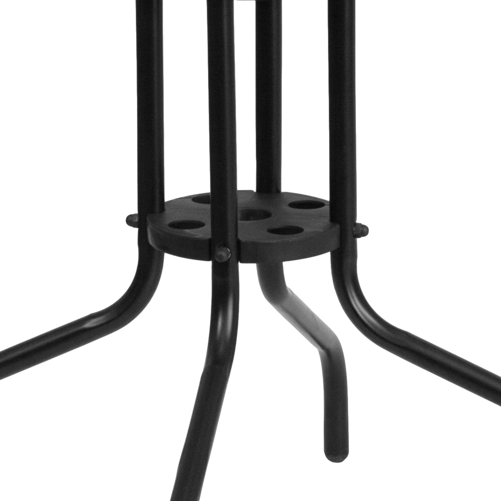 28" Square Tempered Glass Metal Table with Rattan Edging