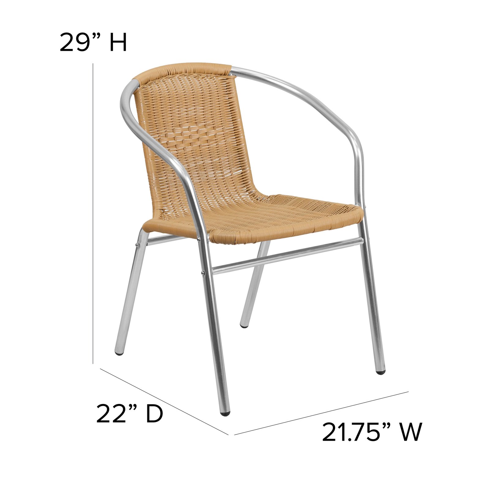 Commercial Aluminum/Rattan Restaurant Dining Stack Chair