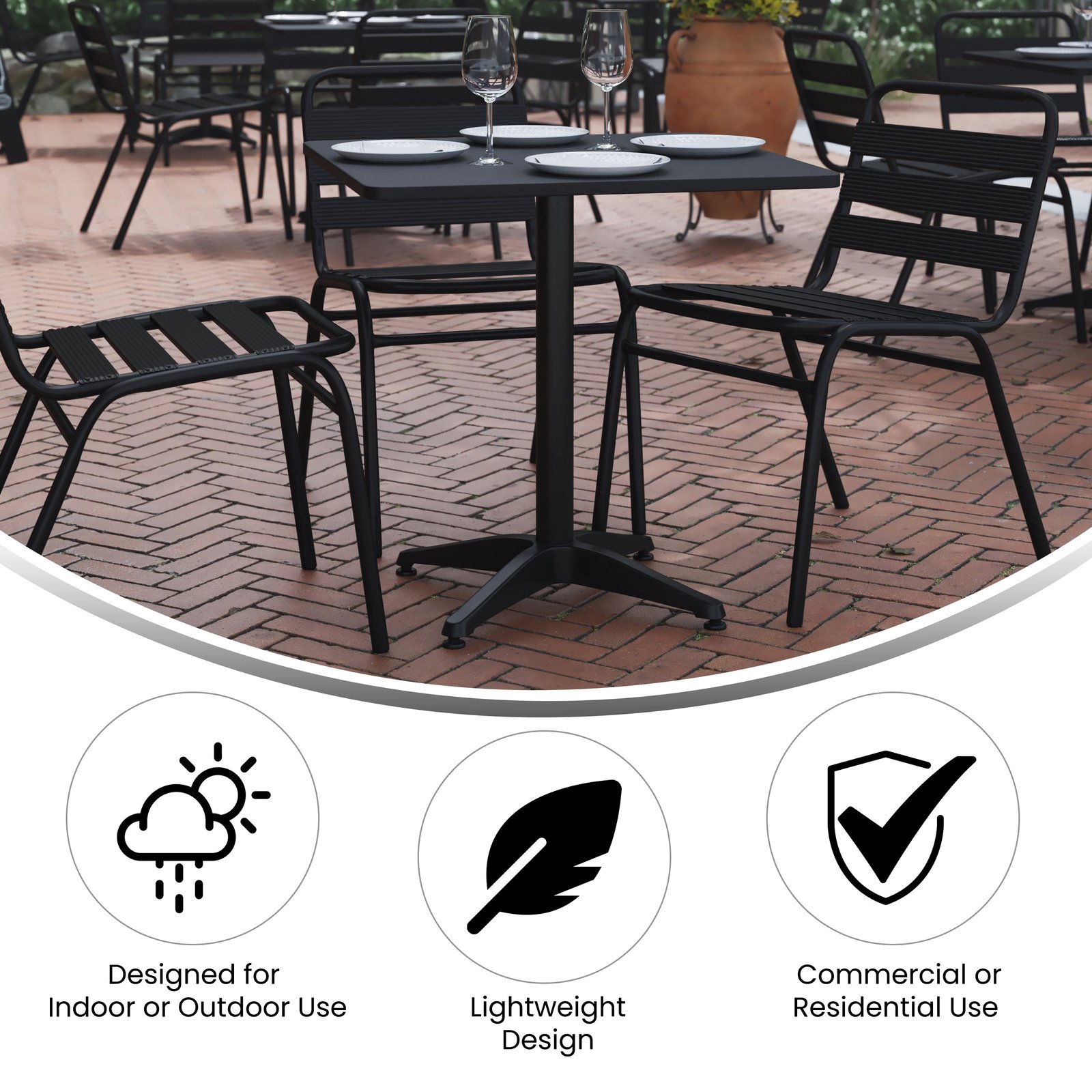 27.5'' Square Aluminum Indoor-Outdoor Table with Base