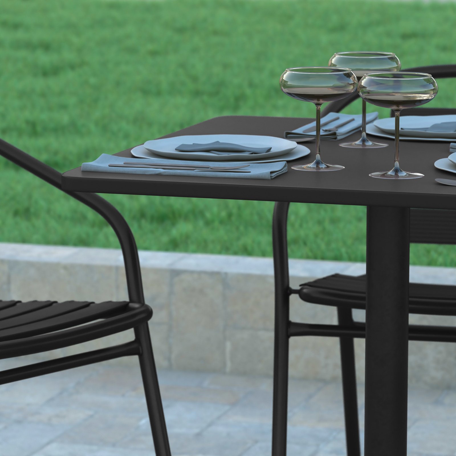 27.5'' Square Aluminum Indoor-Outdoor Table with Base