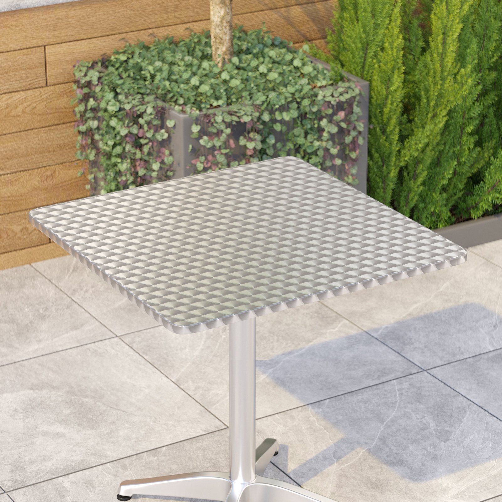 27.5'' Square Aluminum Indoor-Outdoor Table with Base