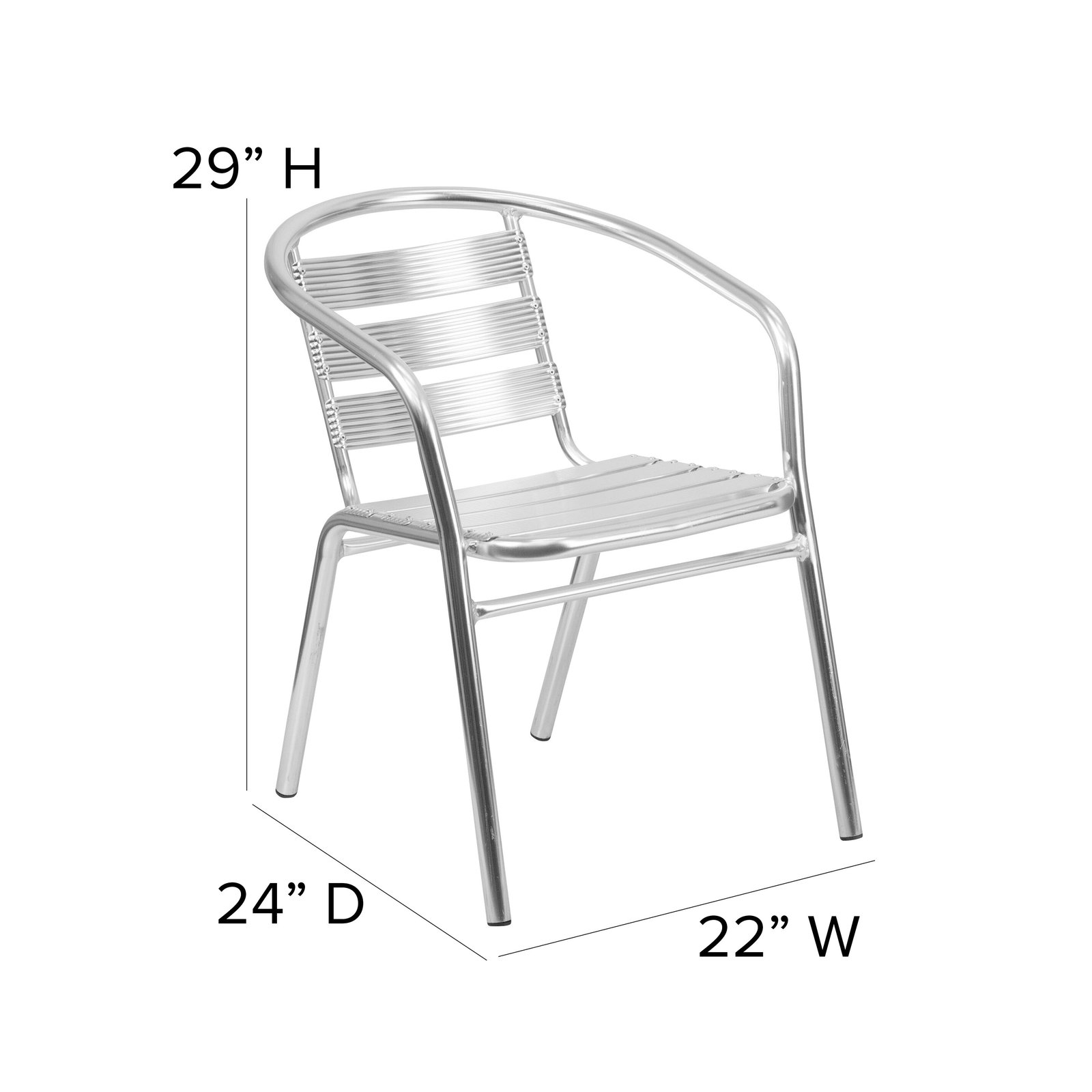 Heavy Duty Aluminum Commercial Indoor-Outdoor Restaurant Stack Chair with Triple Slat Back