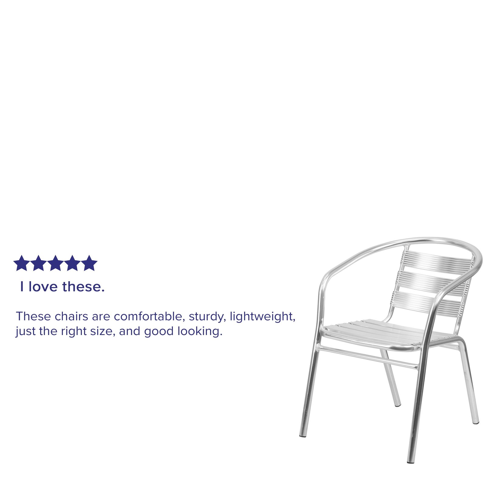 Heavy Duty Aluminum Commercial Indoor-Outdoor Restaurant Stack Chair with Triple Slat Back