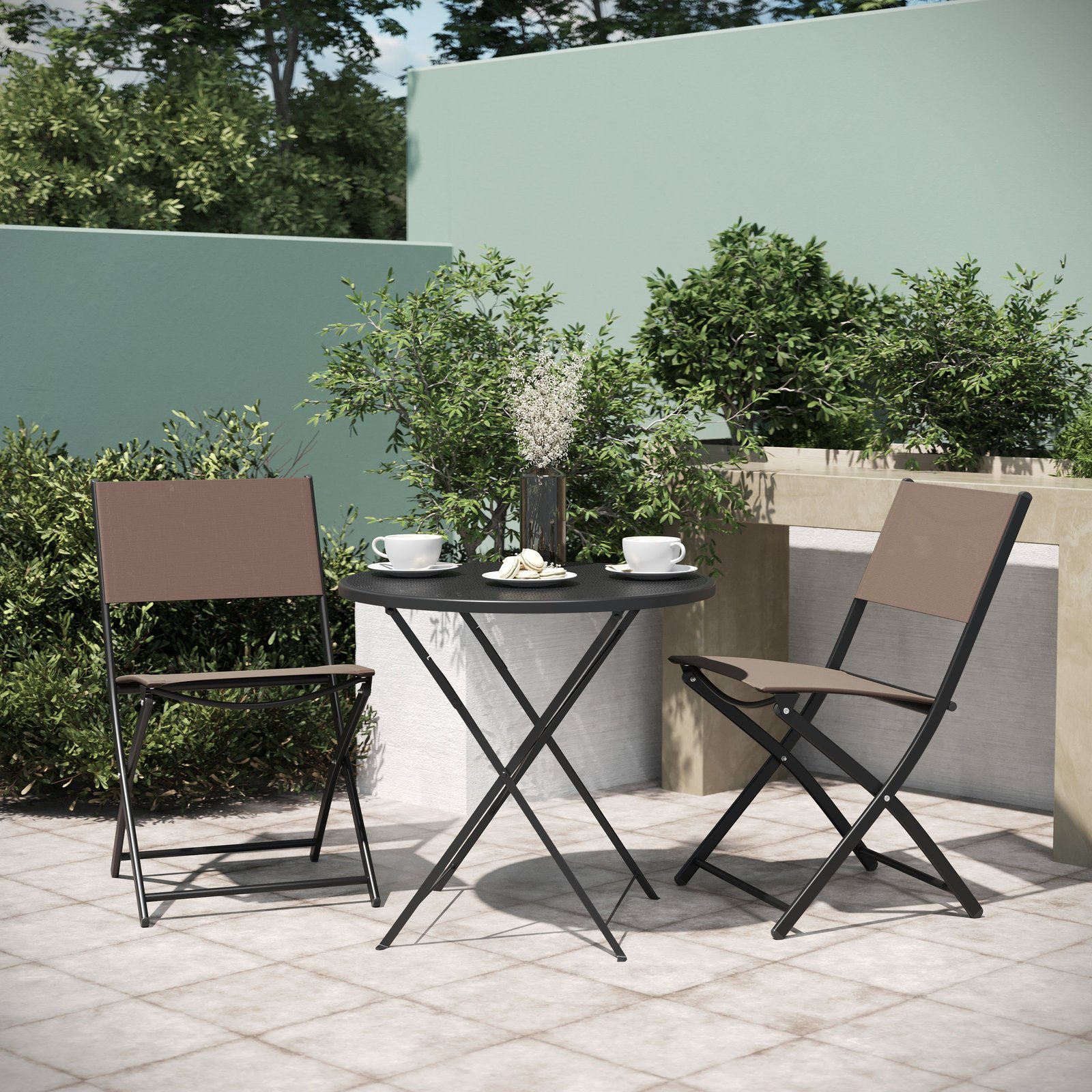 Set of 2 Folding Chairs for Indoor/Outdoor Use with Flex Comfort Material and Steel Frames